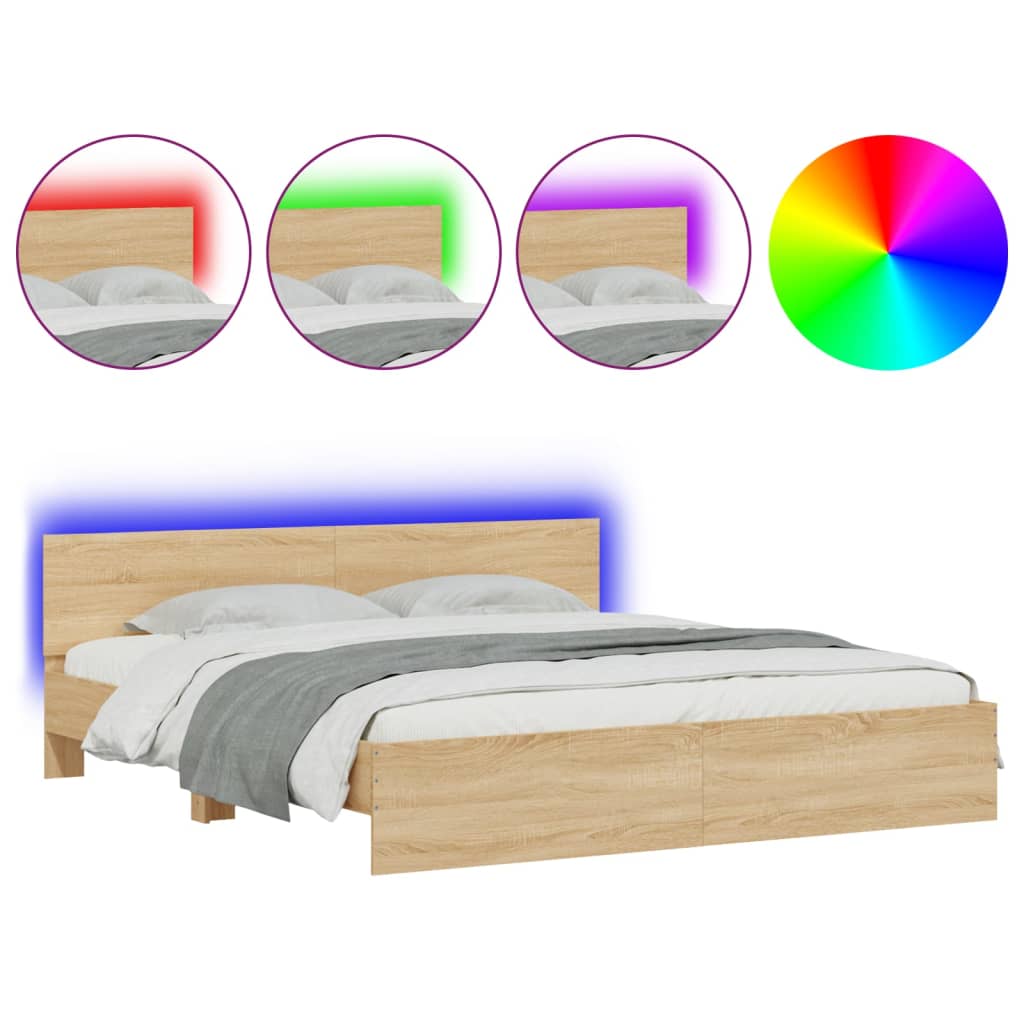 Bettgestell Mit Kopfteil Und LED-Leuchten – Größen & Farben konfigurierbar!!!