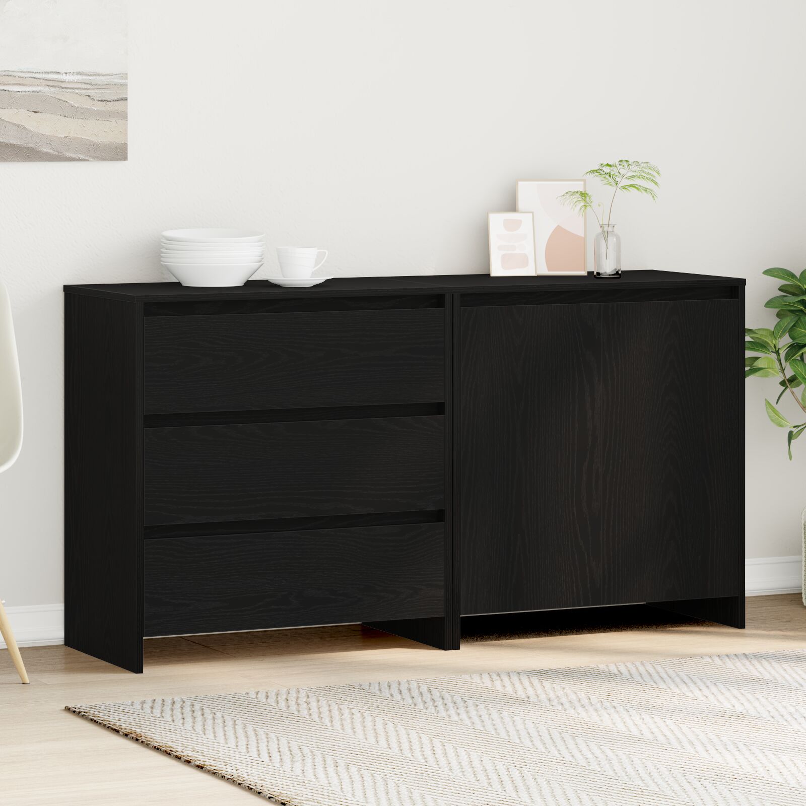 2-Tlg. Sideboard Holzwerkstoff - Konfigurierbare Farben