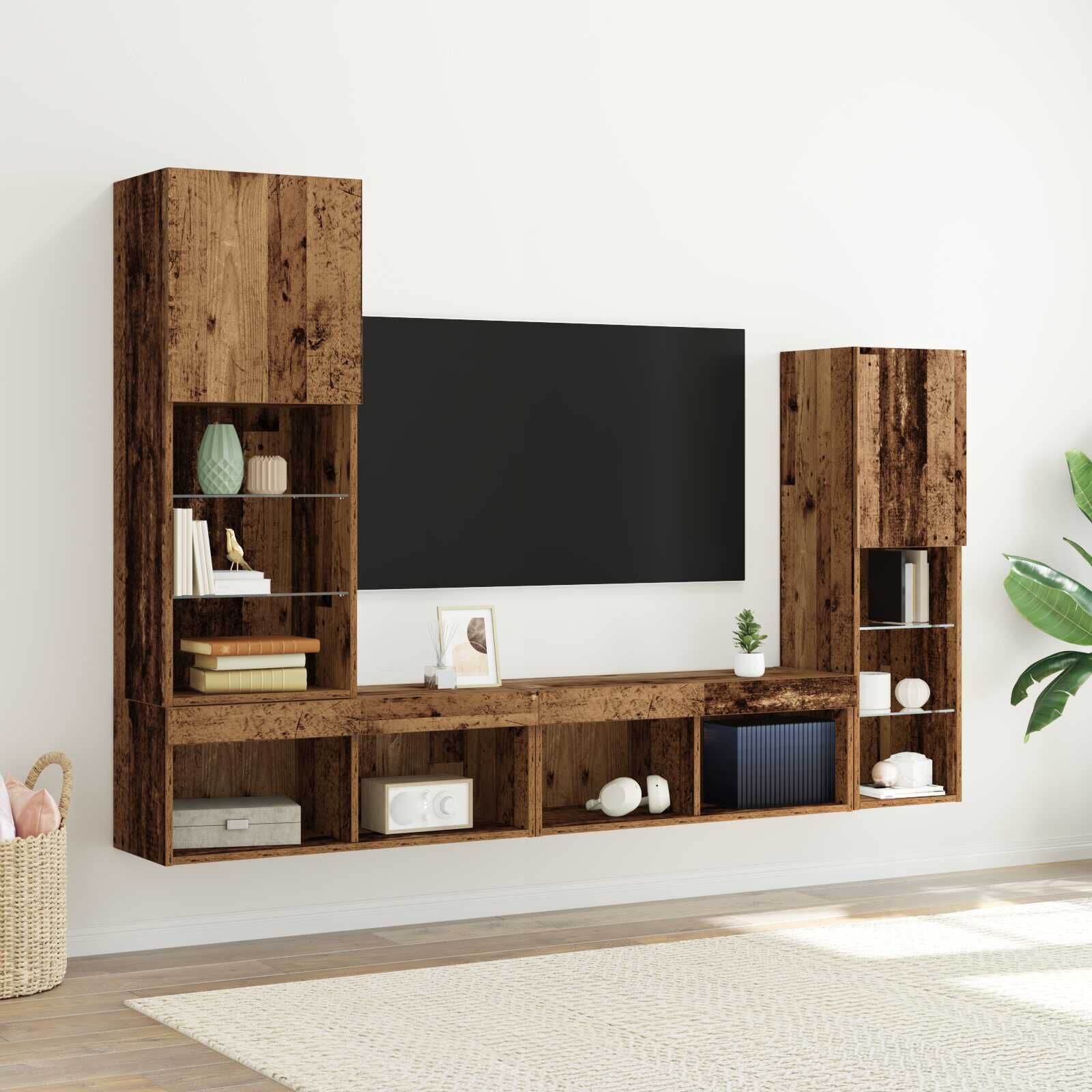 Wohnwand, Tv Schrank Mit LED Lichtern 40,5X30X102 cm  – Farben Konfigurierbar!!!
