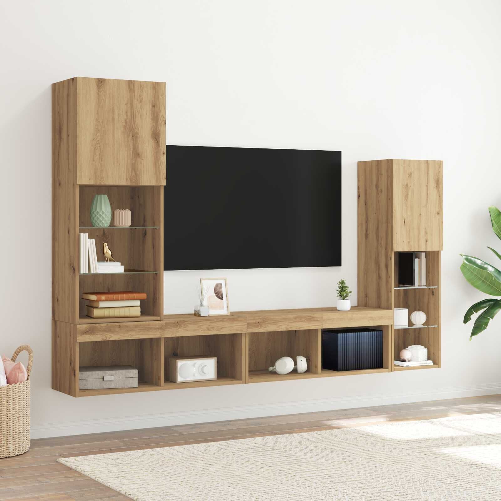 Wohnwand, Tv Schrank Mit LED Lichtern 40,5X30X102 cm  – Farben Konfigurierbar!!!
