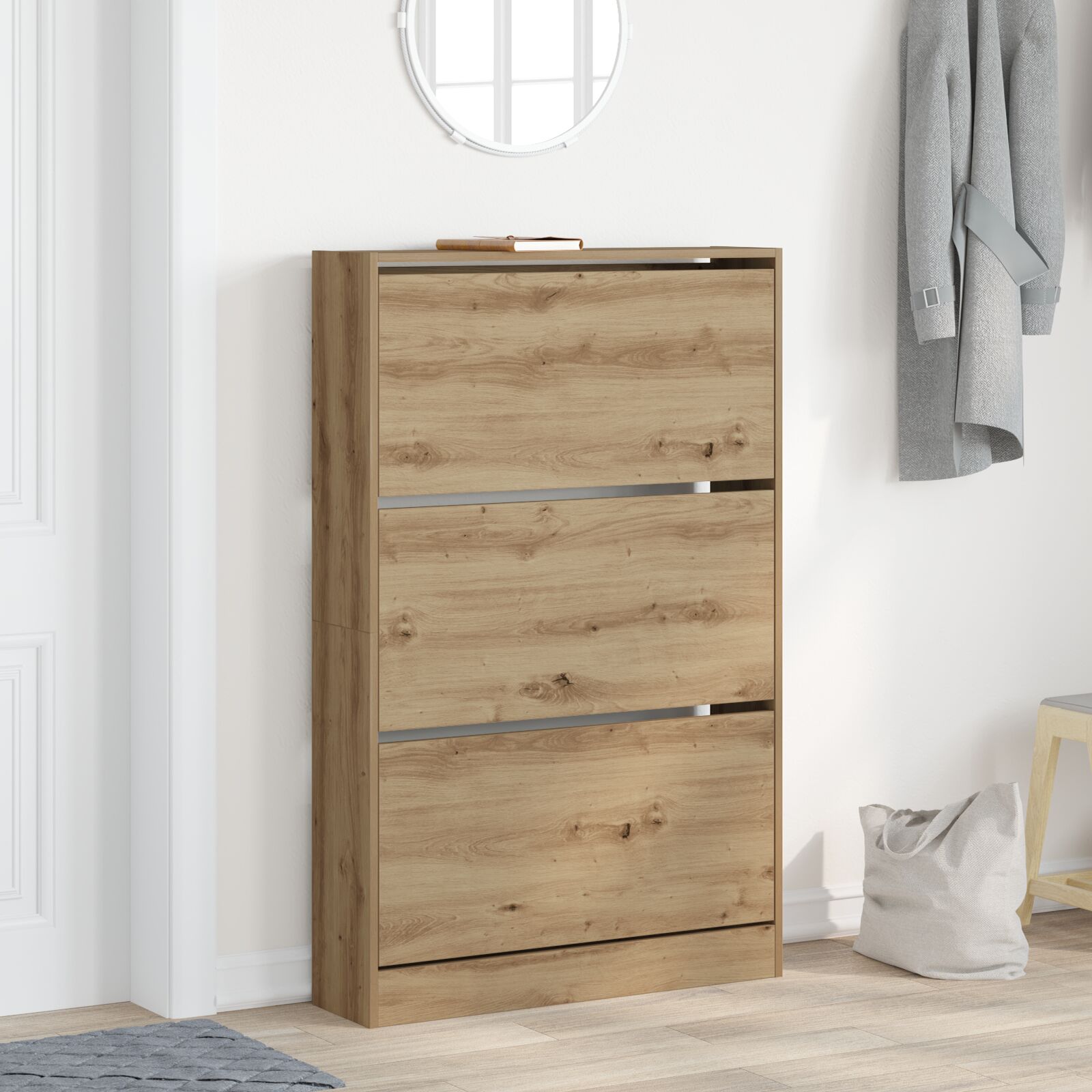 Schuhschrank 80X21X125,5 cm Holzwerkstoff Artisan Eiche