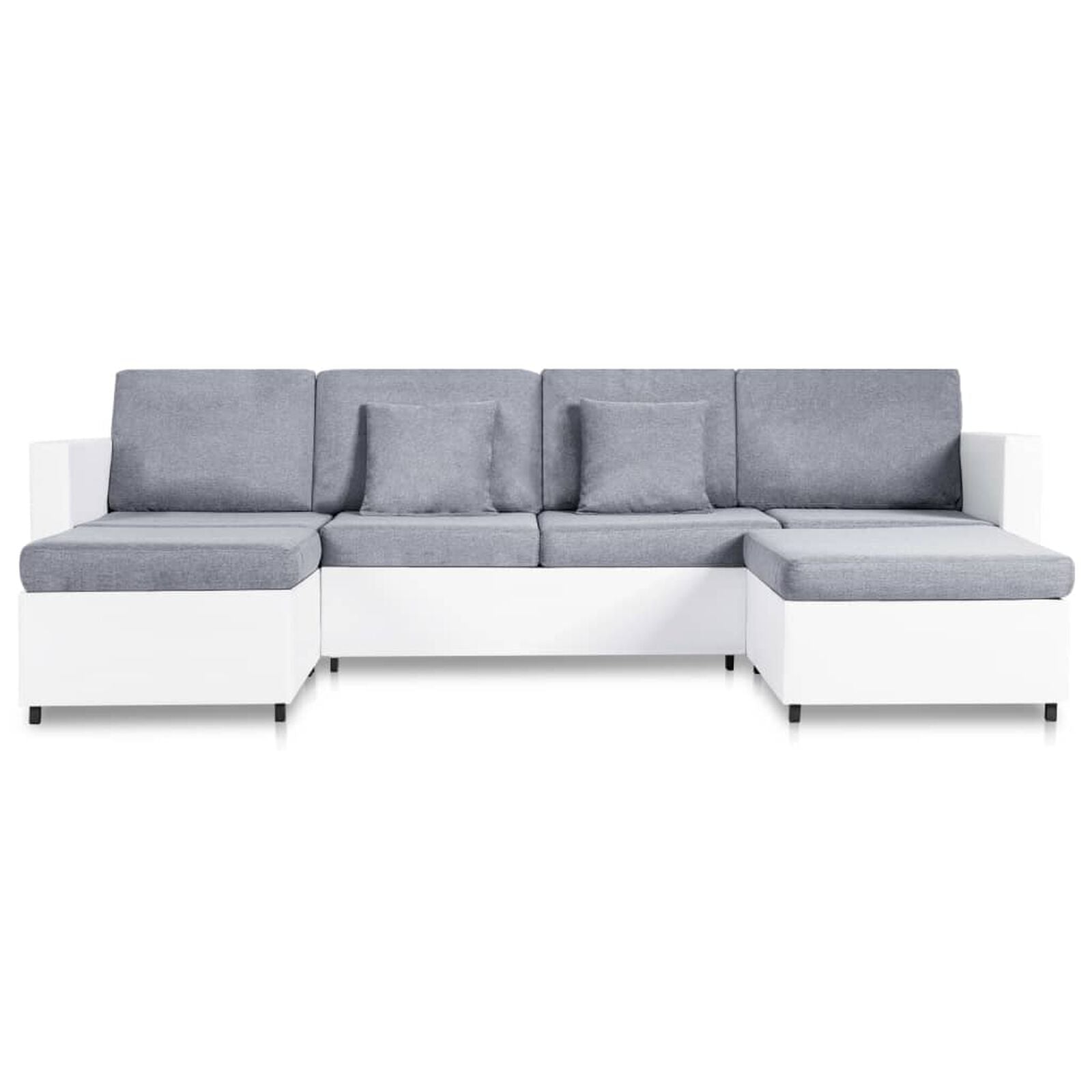 4-Sitzer Ausziehbares Schlafsofa Kunstleder Weiß