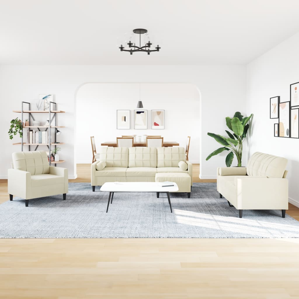 4-Tlg. Sofagarnitur Mit Kissen Und Nackenrollen Samt – Konfigurierbar!!!