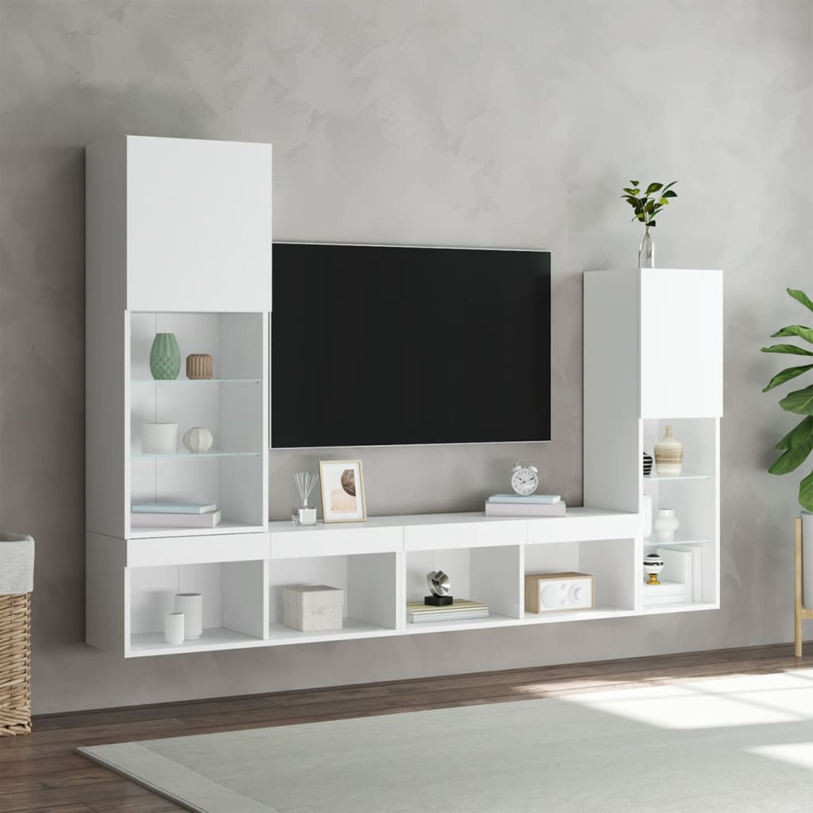 Wohnwand, Tv Schrank Mit LED Lichtern 40,5X30X102 cm  – Farben Konfigurierbar!!!