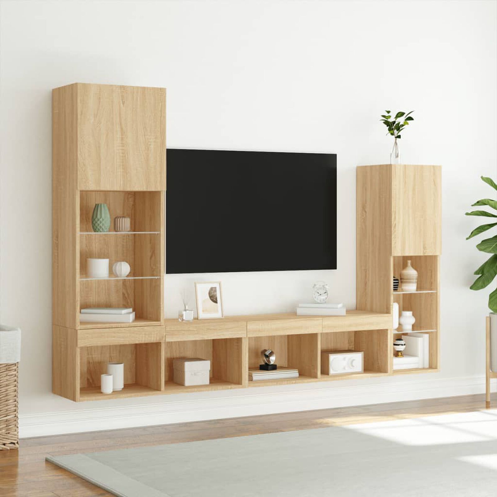 Wohnwand, Tv Schrank Mit LED Lichtern 40,5X30X102 cm  – Farben Konfigurierbar!!!