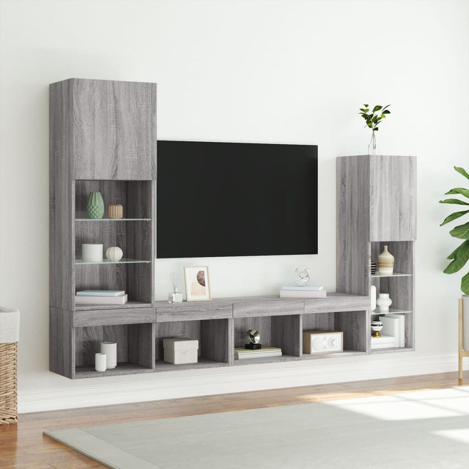 Wohnwand, Tv Schrank Mit LED Lichtern 40,5X30X102 cm  – Farben Konfigurierbar!!!