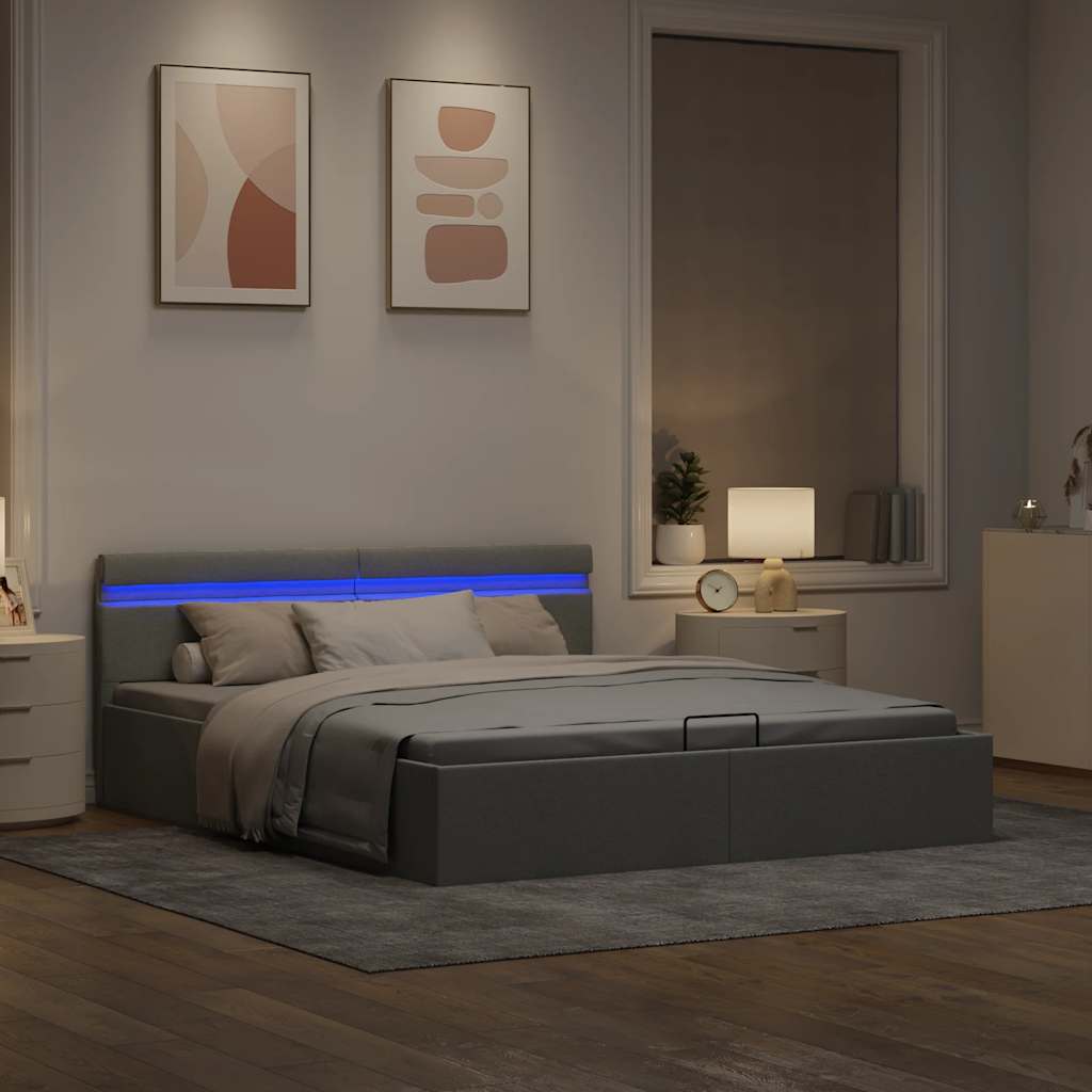 Bett Mit Bettkasten Hydraulisch LED Stoff – Größen & Farben konfigurierbar!!!