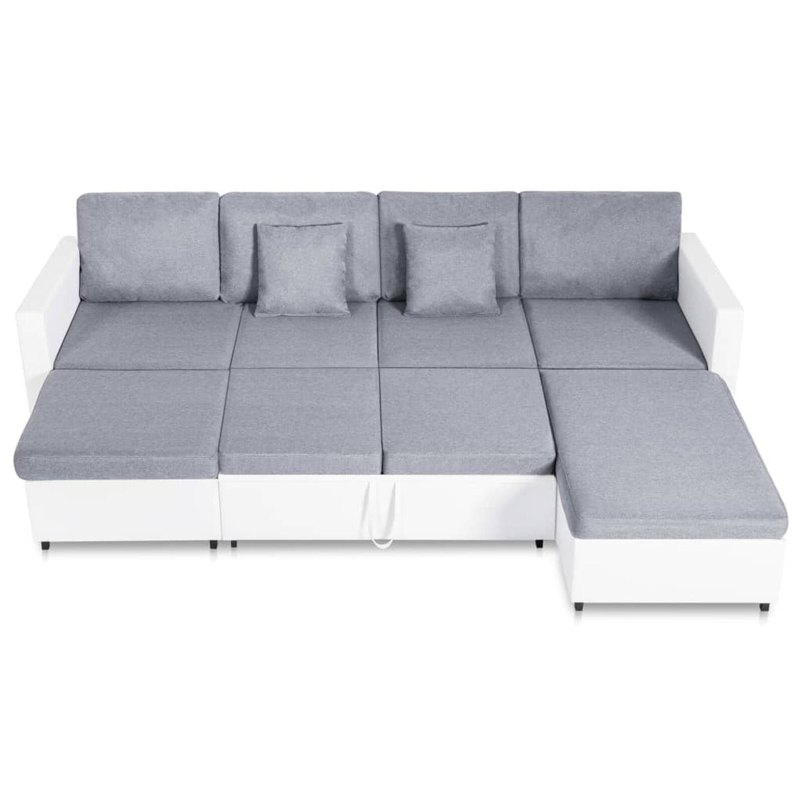 4-Sitzer Ausziehbares Schlafsofa Kunstleder Weiß