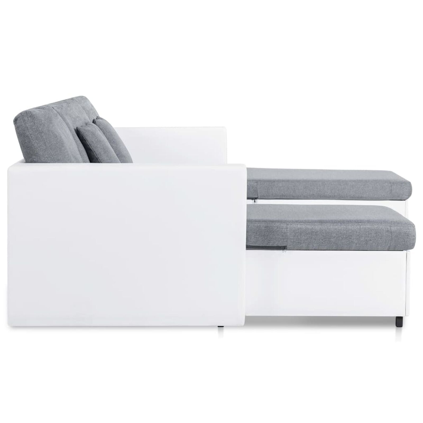 4-Sitzer Ausziehbares Schlafsofa Kunstleder Weiß
