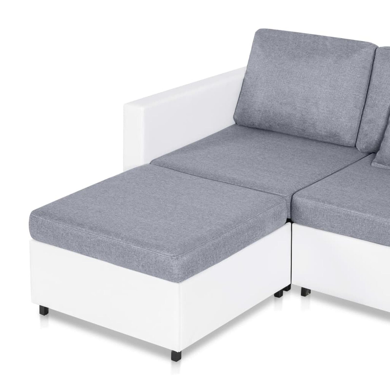 4-Sitzer Ausziehbares Schlafsofa Kunstleder Weiß