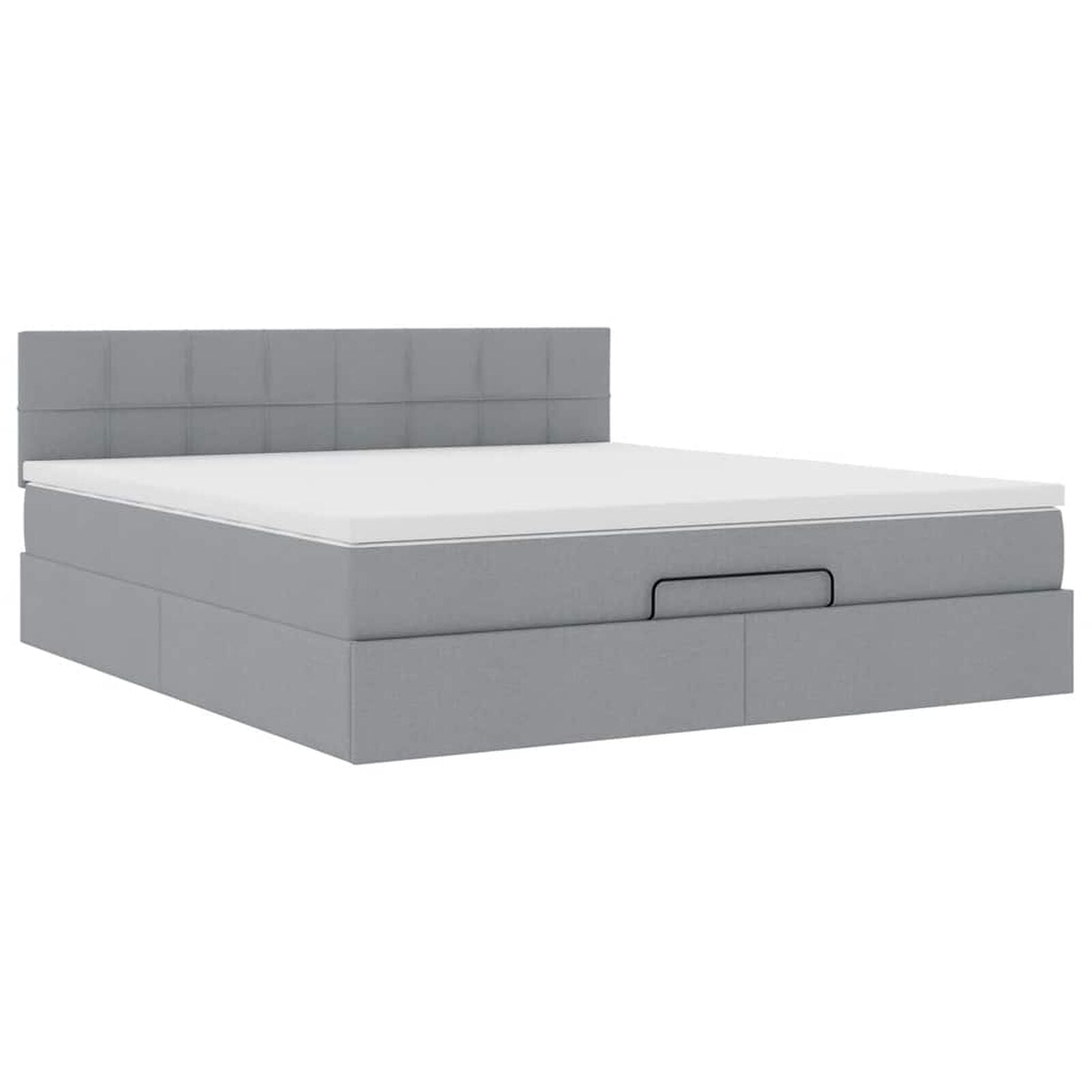 Ottomane Bett Mit Matratze  & Topper, LED, Hellgrau - Konfigurierbar!!!