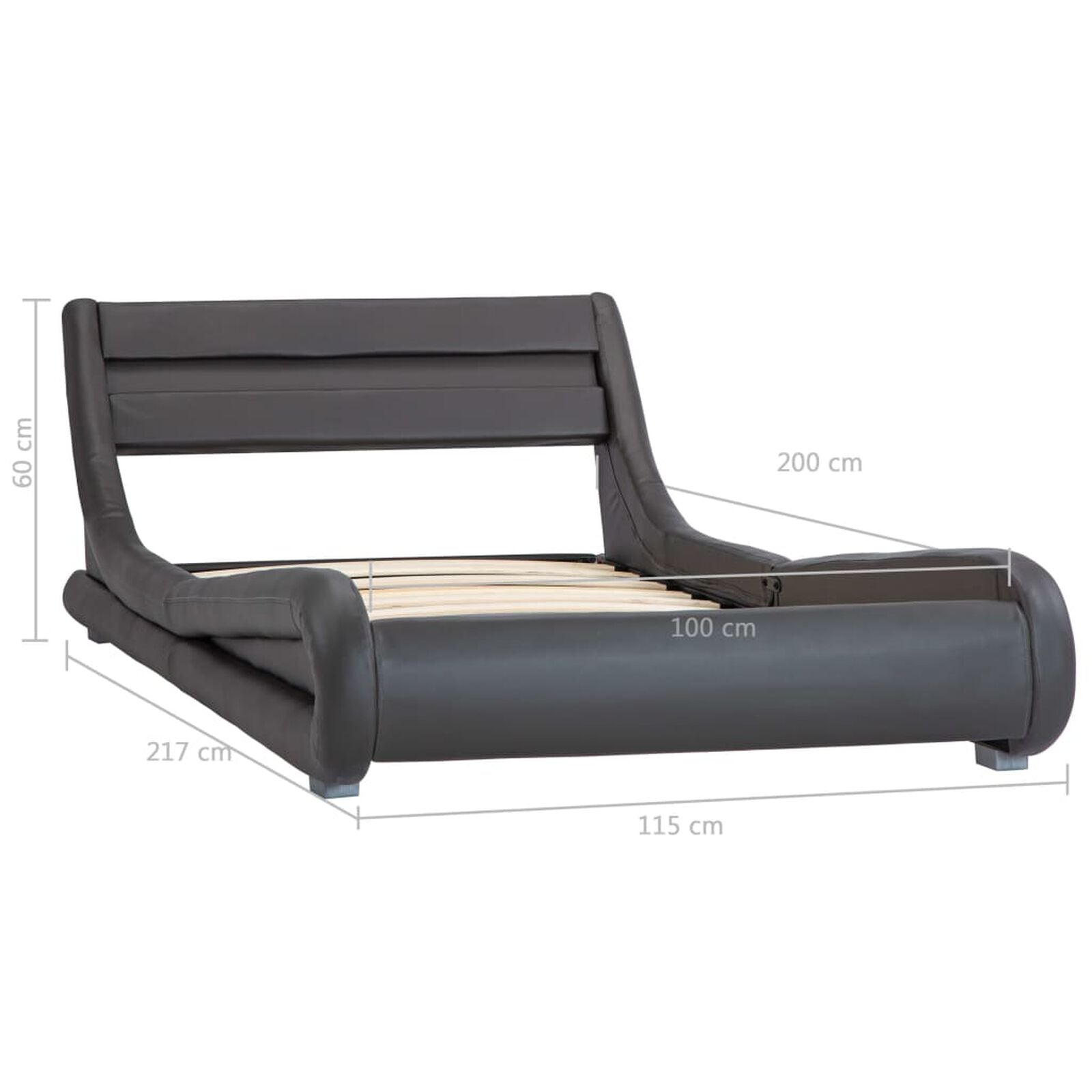 Bettgestell Mit Led, Kunstleder, 100 cm & 180 cm Breit