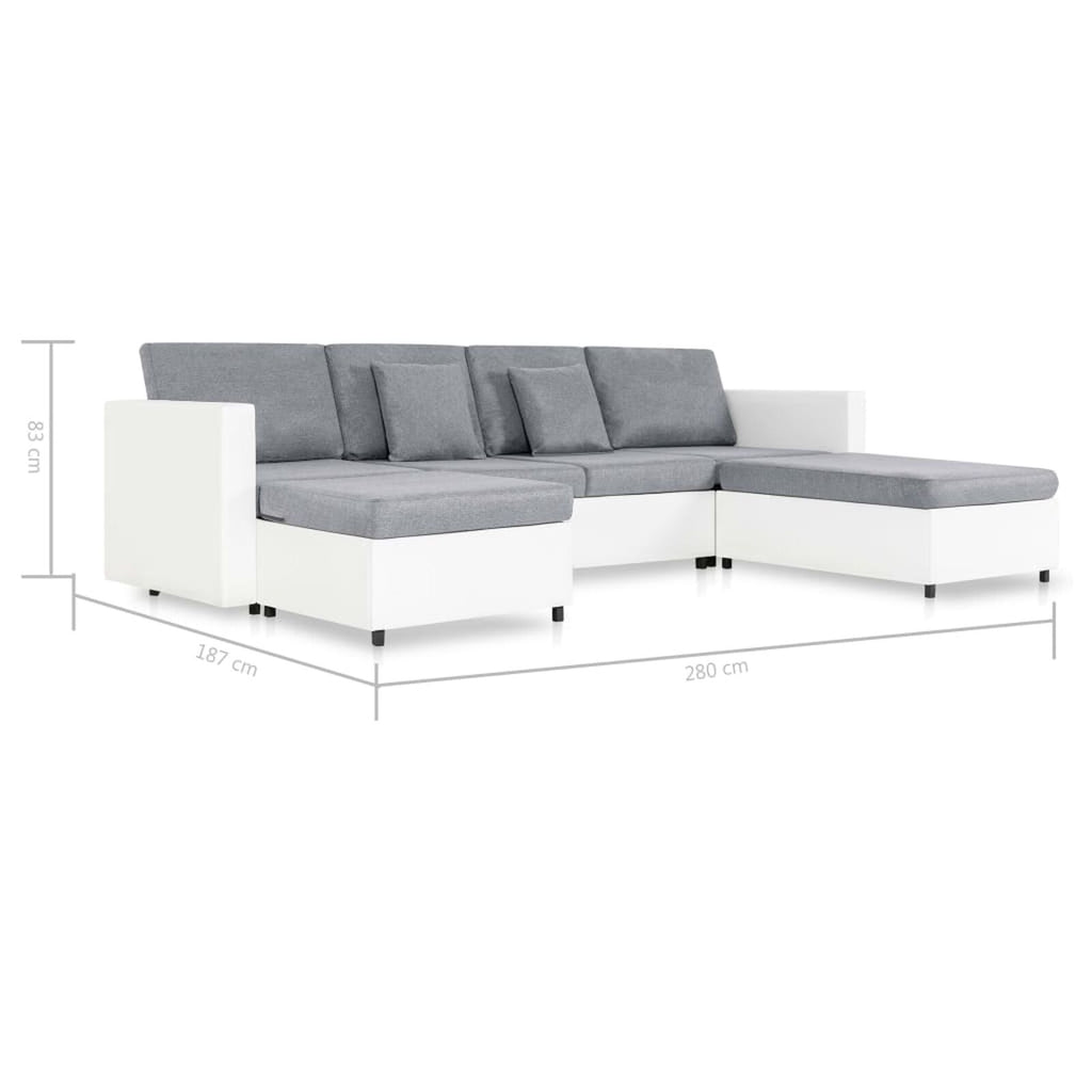 4-Sitzer Ausziehbares Schlafsofa Kunstleder Weiß