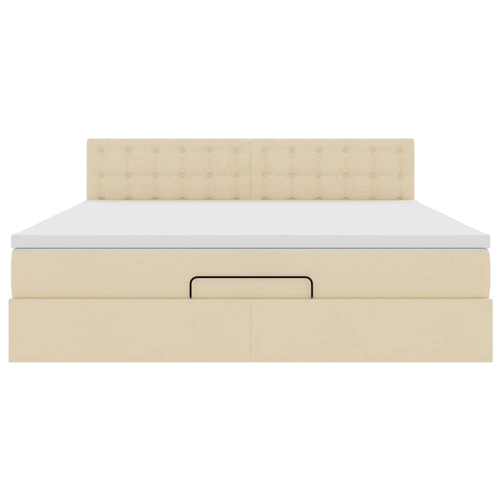 Ottomane Bett Mit Matratze & Topper, LED, Stoff Creme – Konfigurierbar!!!