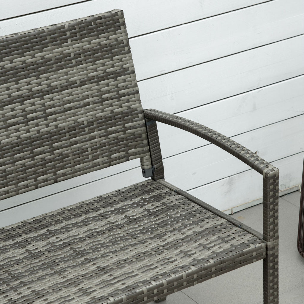 Gartenbank, in Rattanoptik, mit Stahlrahmen, für 2 Personen, Schwarz, 122 x 60 x 85cm