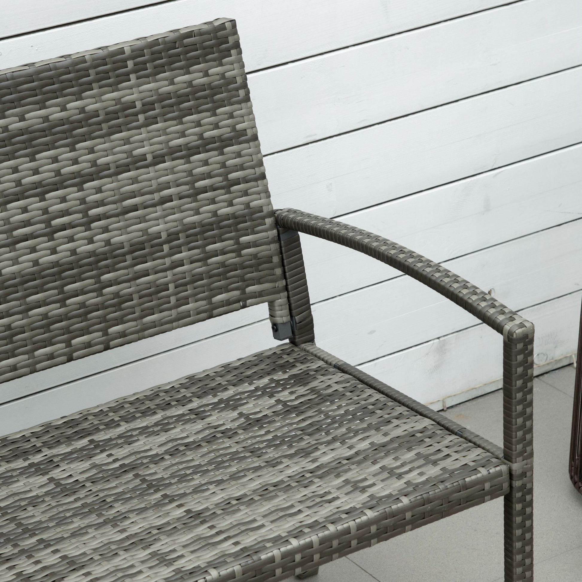 Gartenbank, in Rattanoptik, mit Stahlrahmen, für 2 Personen, Schwarz, 122 x 60 x 85cm