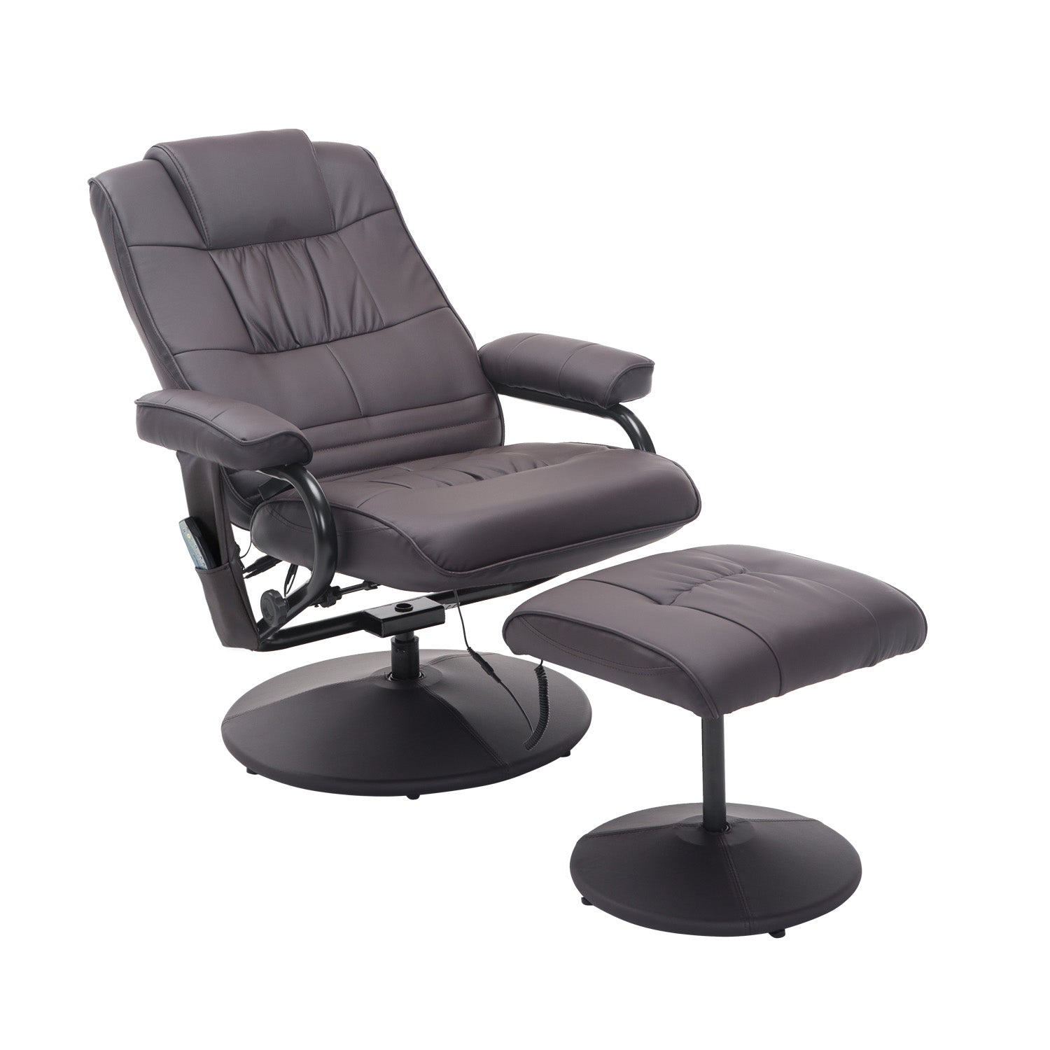 Massagesessel mit Hocker, Drehbares mit Massagefunktion, Liegefunktion, Fernbedienung, Kunstleder