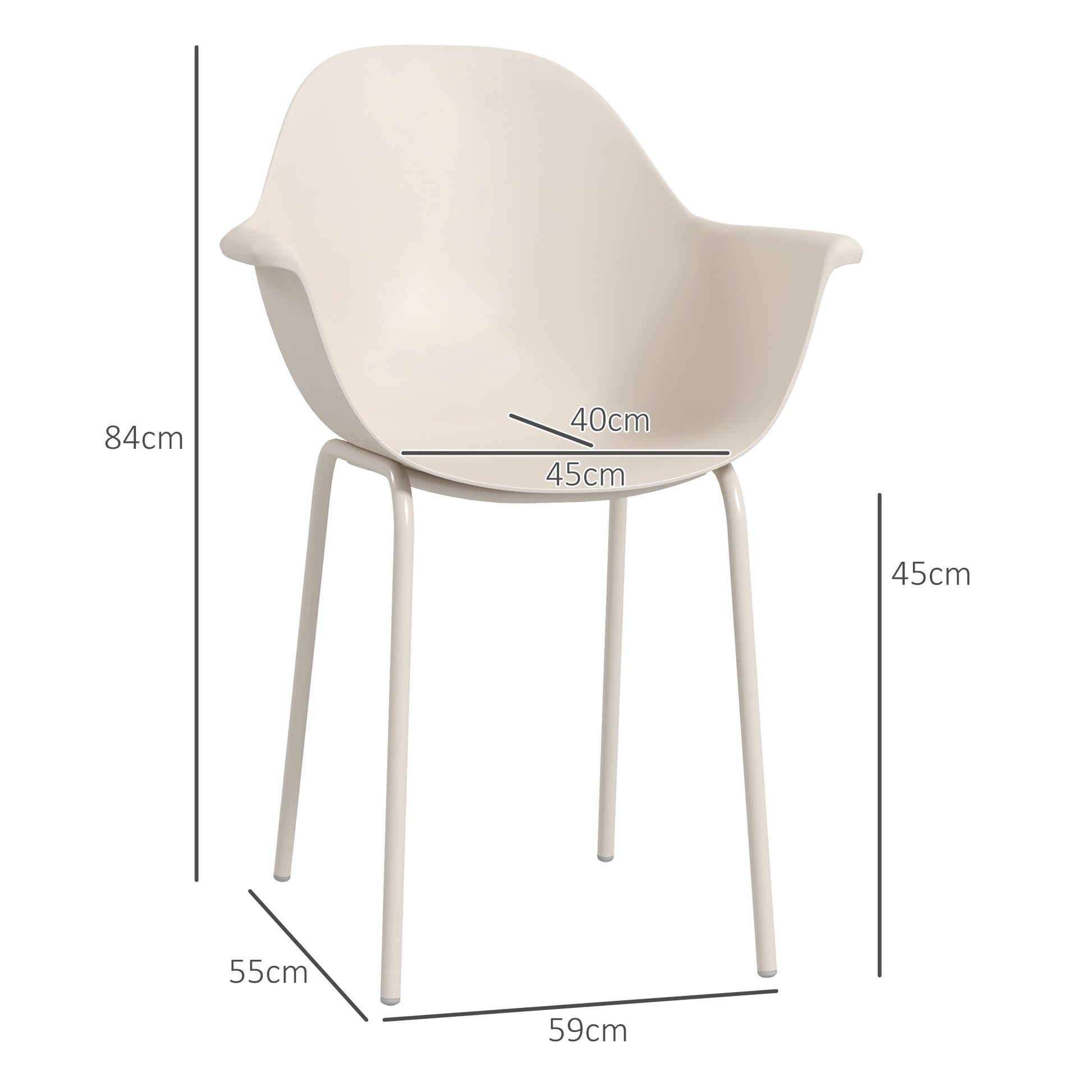 4er-Set Gartenstühle Outdoorstühle Gartenstuhl, Moderns Design, 59 cm x 55 cm x 84 cm