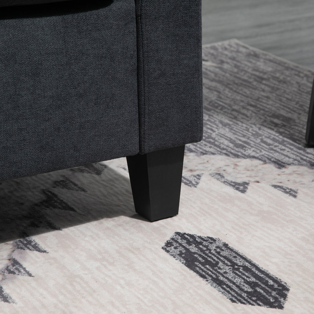 Ecksofa, Couchgarnitur, mit wendbarer Chaiselongue, 197 x 139 x 91cm, Dunkelgrau