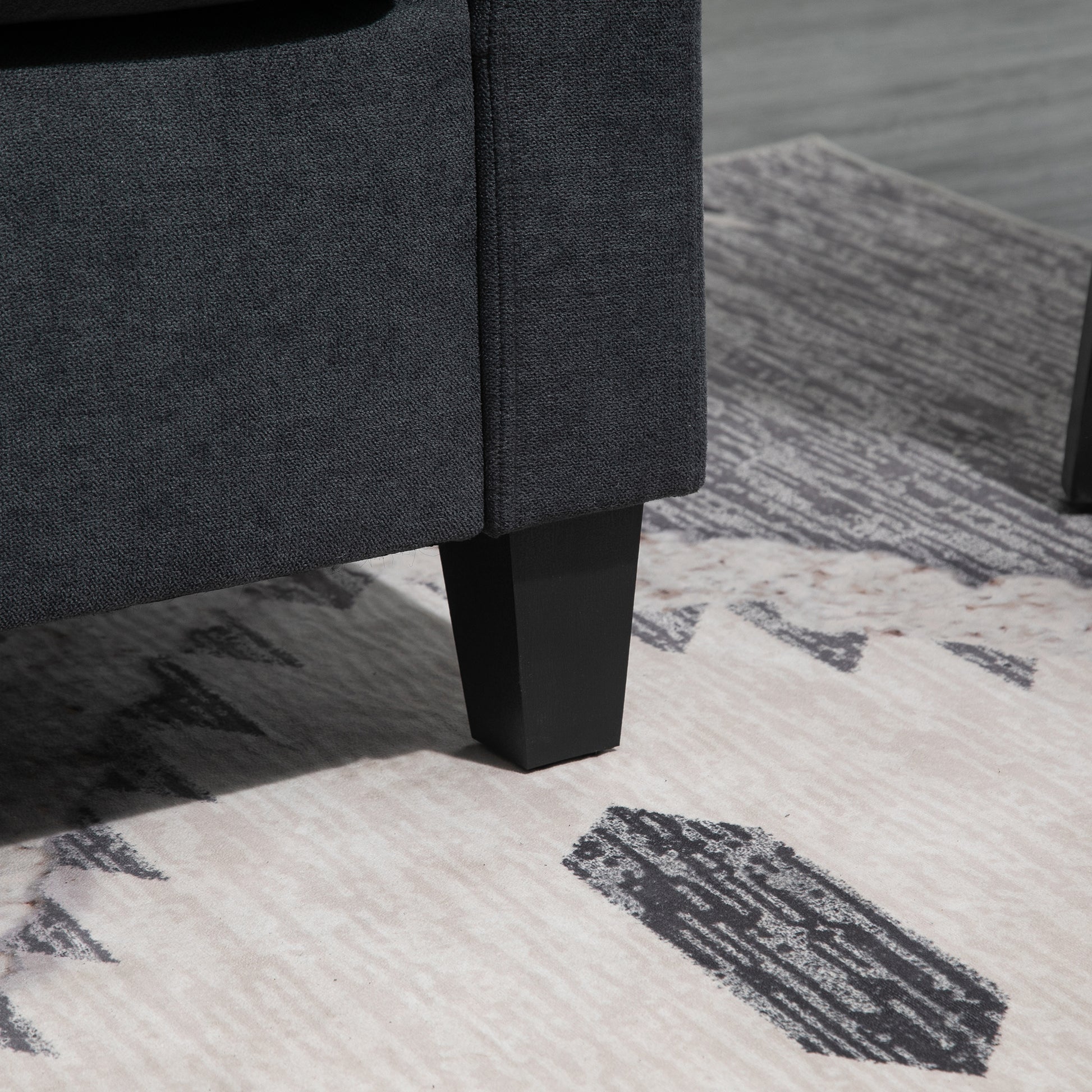 Ecksofa, Couchgarnitur, mit wendbarer Chaiselongue, 197 x 139 x 91cm, Dunkelgrau