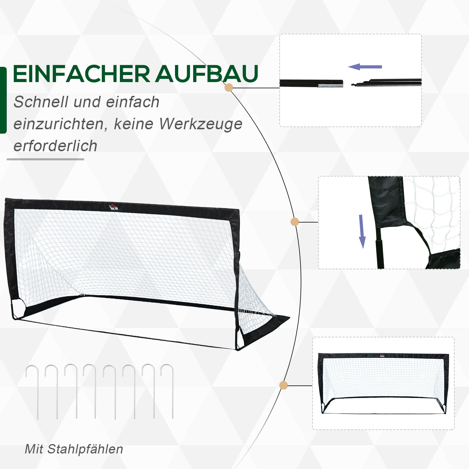 Fußballtor 2er Set faltbar 183 x 90 x 90 cm Fussballtor mit Tragetasche wetterfest Outdoor