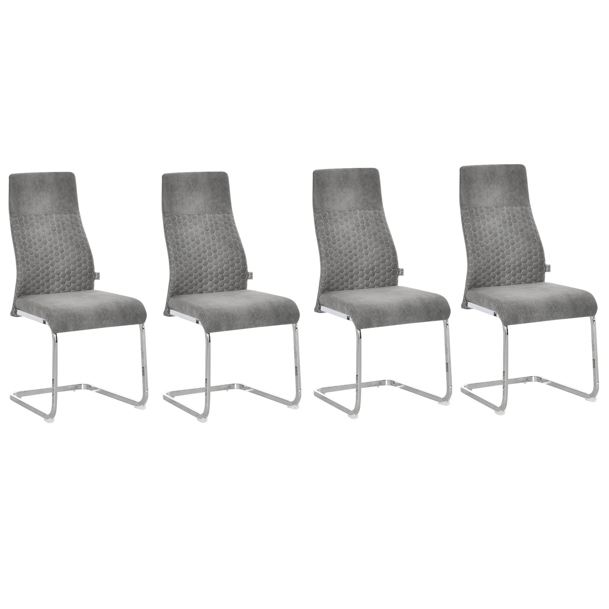4er-Set Freischwinger Esszimmerstühle 4-teilig Küchenstühle, Mikrofaser, Grau