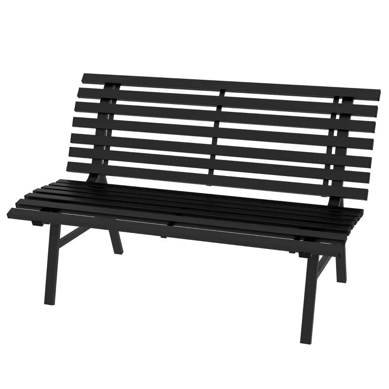 Gartenbank Sitzbank, Lattendesign, wetterbeständig, Aluminium, 123 x 67 x 79 cm, Schwarz