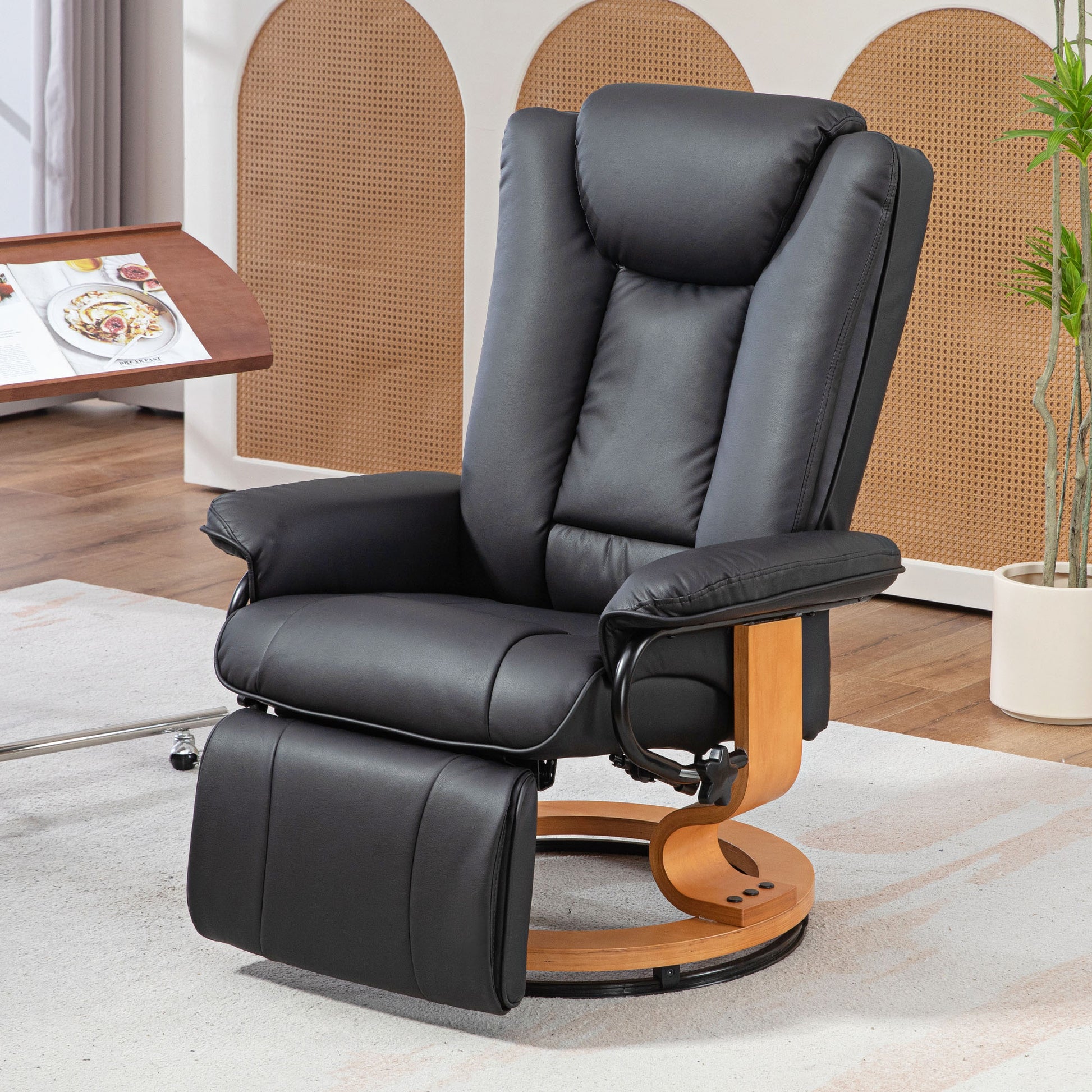 Relaxsessel mit Liegefunktion, drehbar, bis 150 kg, Kunstlederbezug, Stahlrahmen