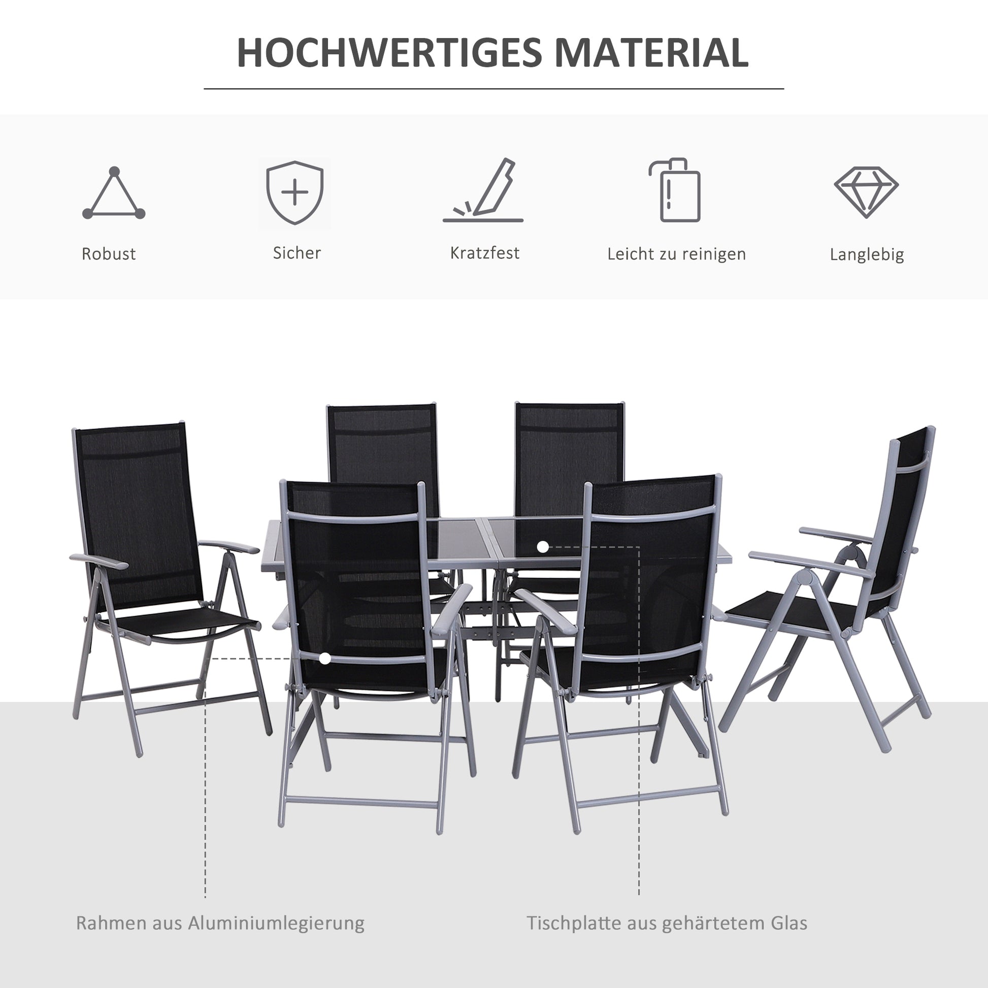 Sitzgarnitur für 6 Personen Sitzgruppe Gartengarnitur Gartenset Gartenmöbel Alu