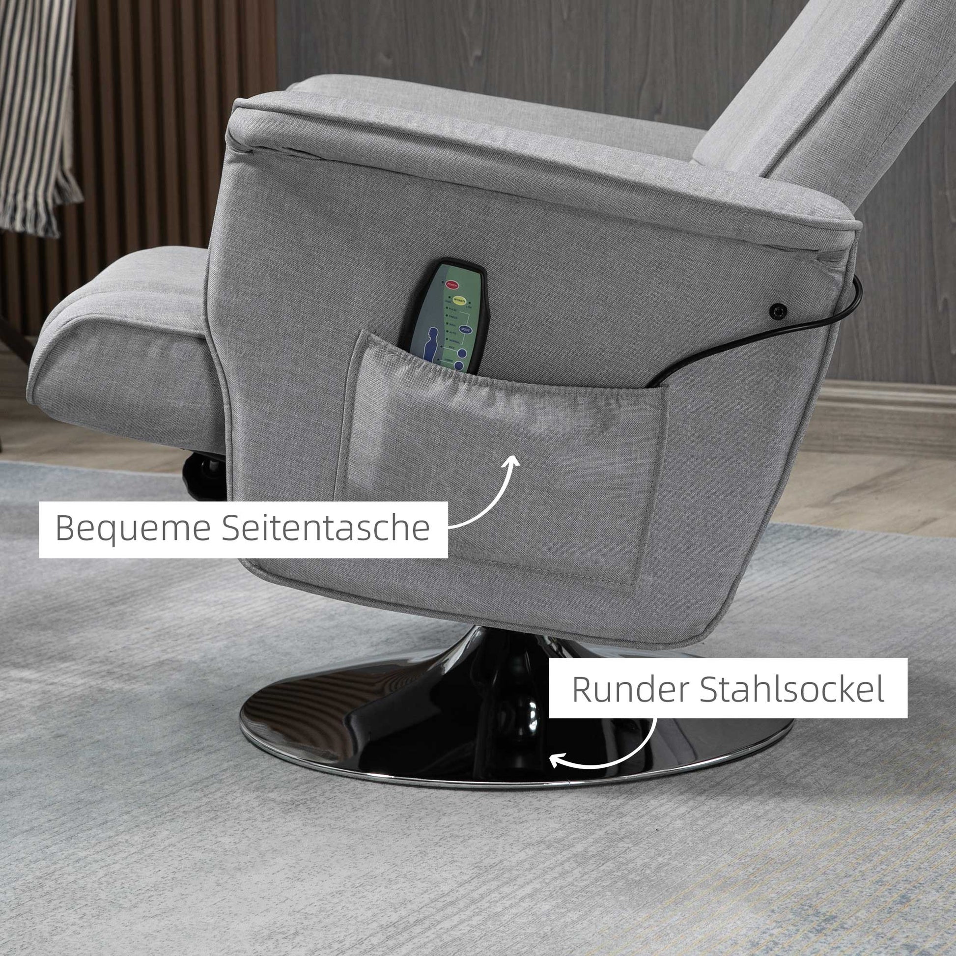 Massagesessel mit Hocker, neigbare Lehne, 78 x 95 x 88 cm