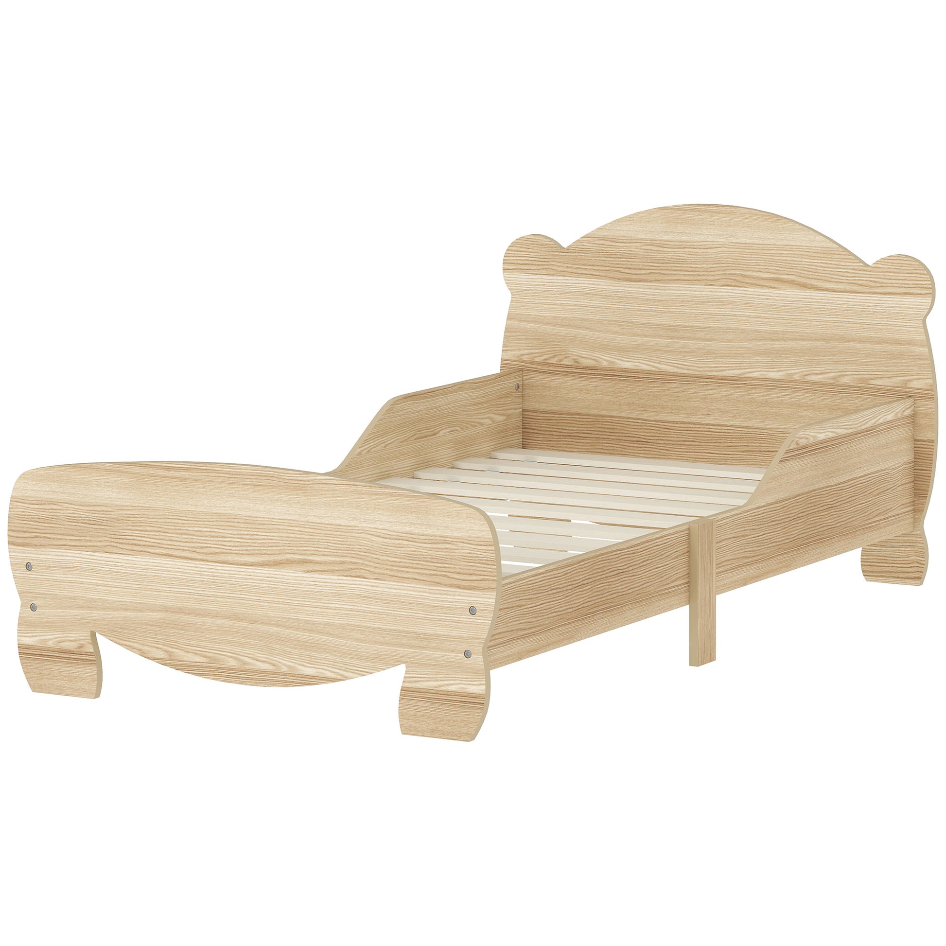 Kinderbett Jugendbett mit Bären-Design Spielbett für 3-6Jahre Kinder 143,5 x 80 x 55 cm Naturholz