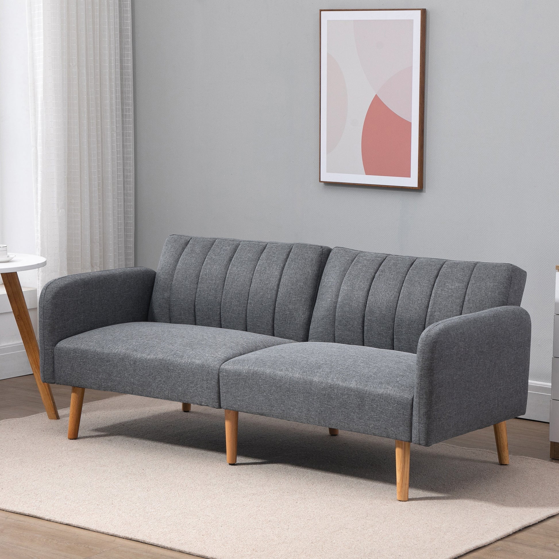 Homcom Schlafsofa 2 Sitze Wohnzimmer mit Rückenlehne in 3 Positionen Grau verstellbar