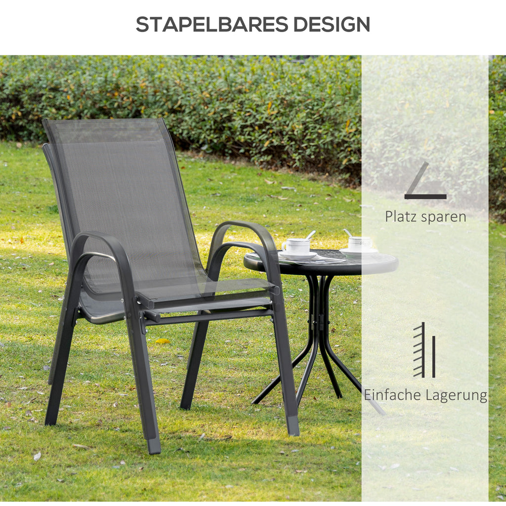 Gartenstuhl 2er Set wetterfest Stapelstuhl mit Armlehne Rückenlehne stapelbar Terrassenstuhl