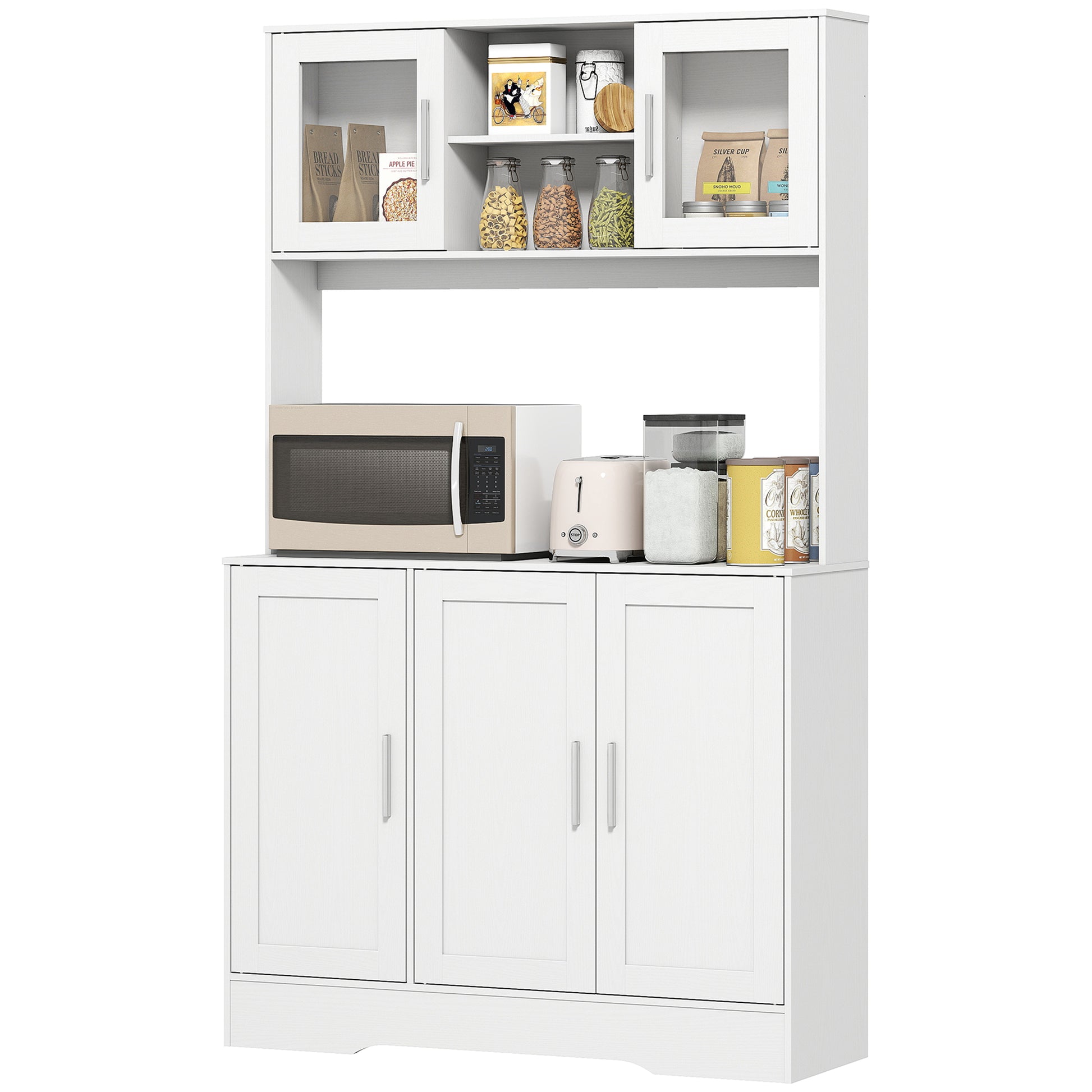 Küchenschrank, Skandinavisches Design, verstellbare Regale, Glastüren, offene Fläche, Spanplatte, MDF