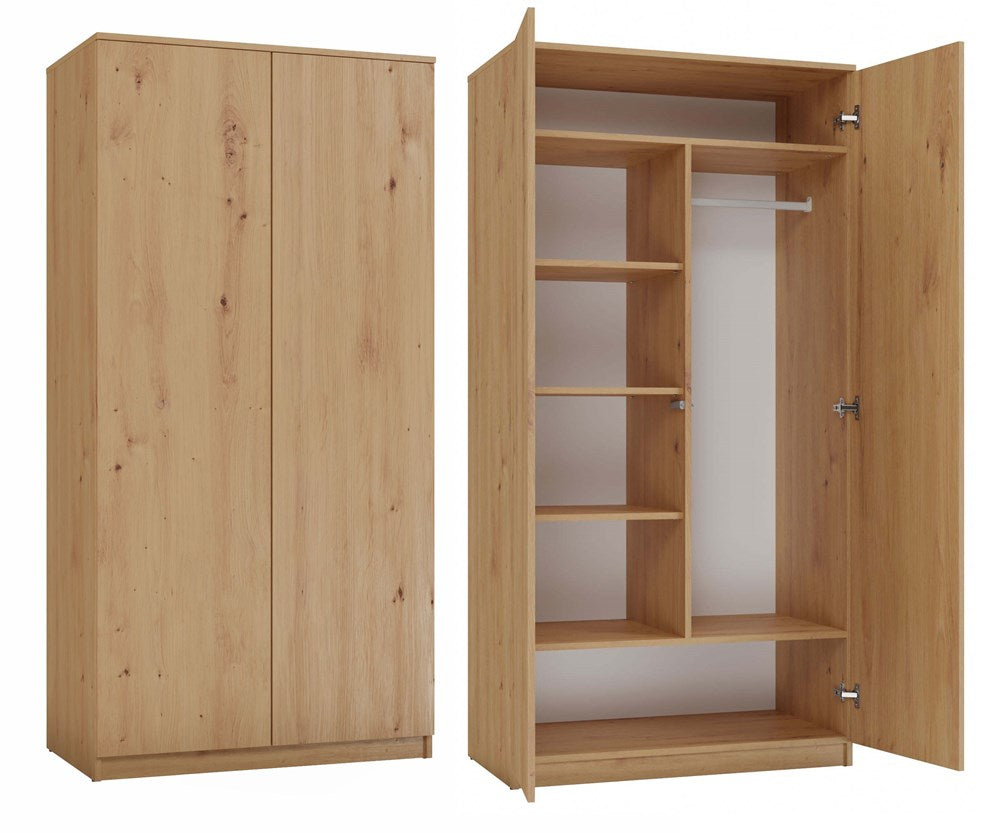 Kleiderschrank MALWA – 90 cm Breit, TIP-ON Türen