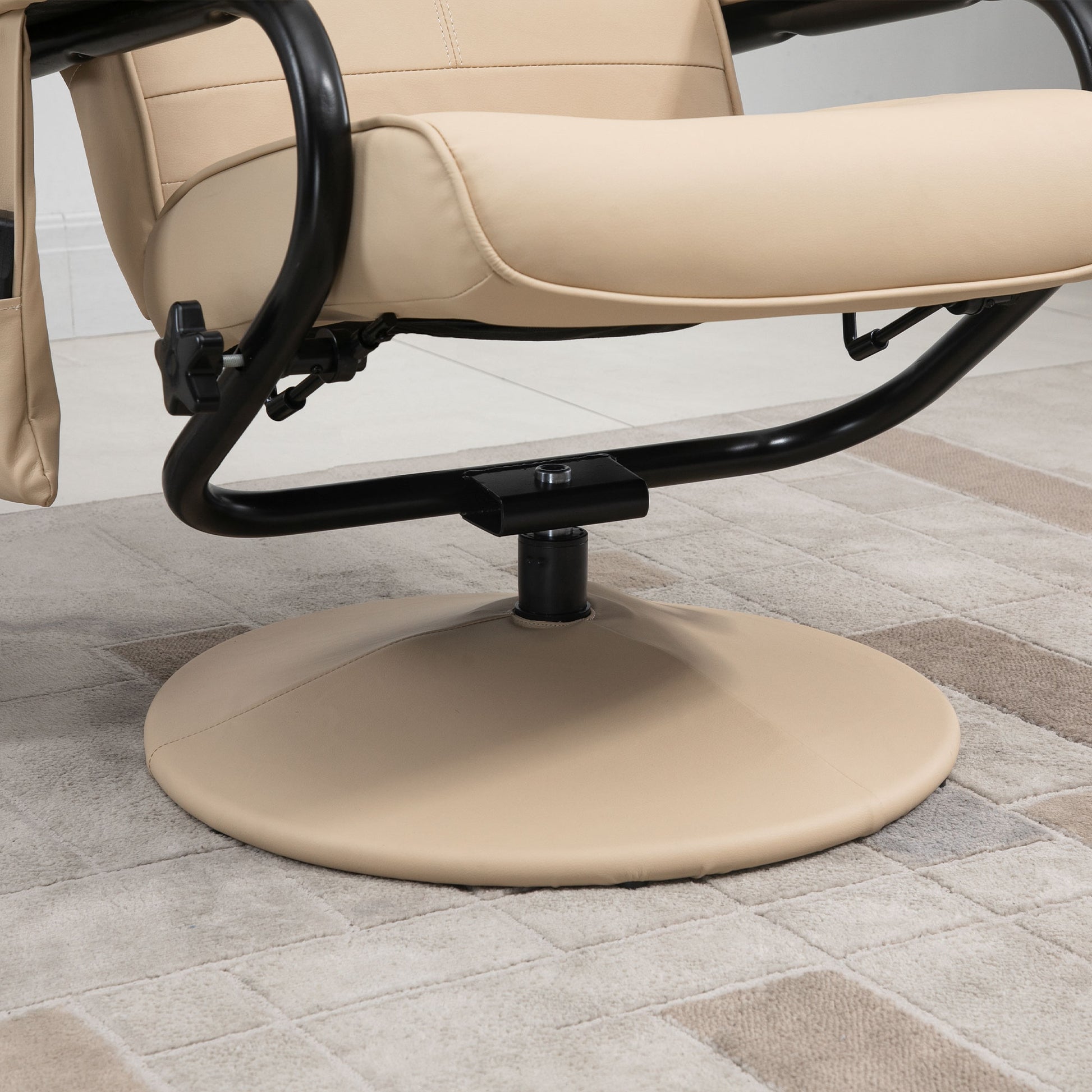 Massagesessel mit Hocker, Drehbares mit Massagefunktion, Liegefunktion, Fernbedienung, Kunstleder
