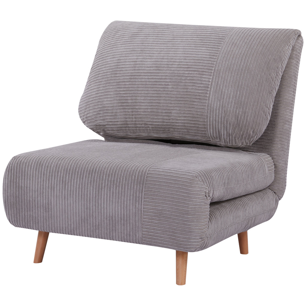 2-in-1 Schlafsessel Gästebett, bis 200 kg, verstellbare Kopfstütze Cord-Optik 82 cm x 8 cm x 83 cm
