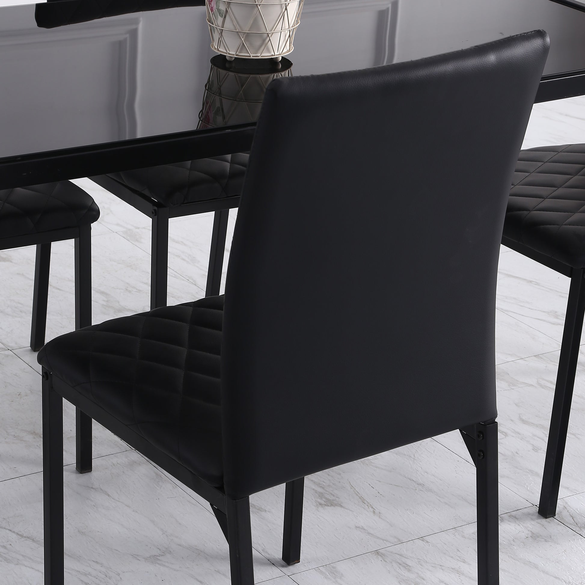 HOCMOM 4er-Set Stühle Esszimmerstühle Küchenstühle 41 cm x 50 cm x 91 cm, Schwarz