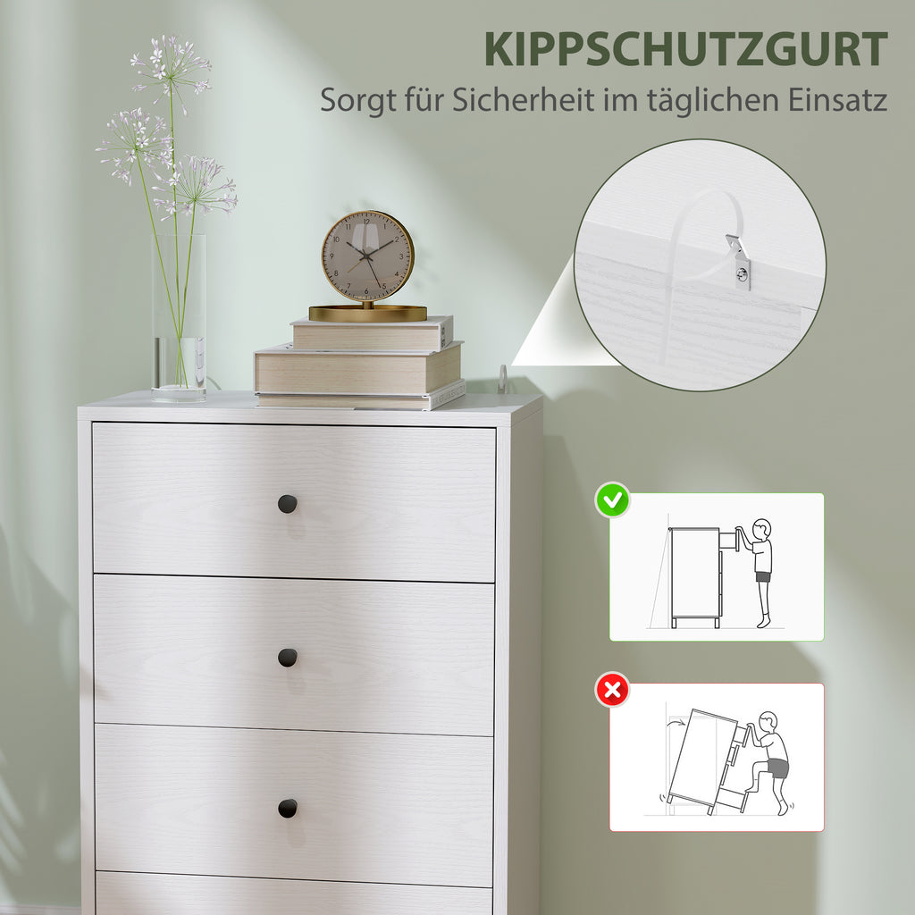 Kommode mit 7 Schubladen Schrank aus Holzwerkstoff im Modern Stil 47 x 29 x 75 cm Weiß