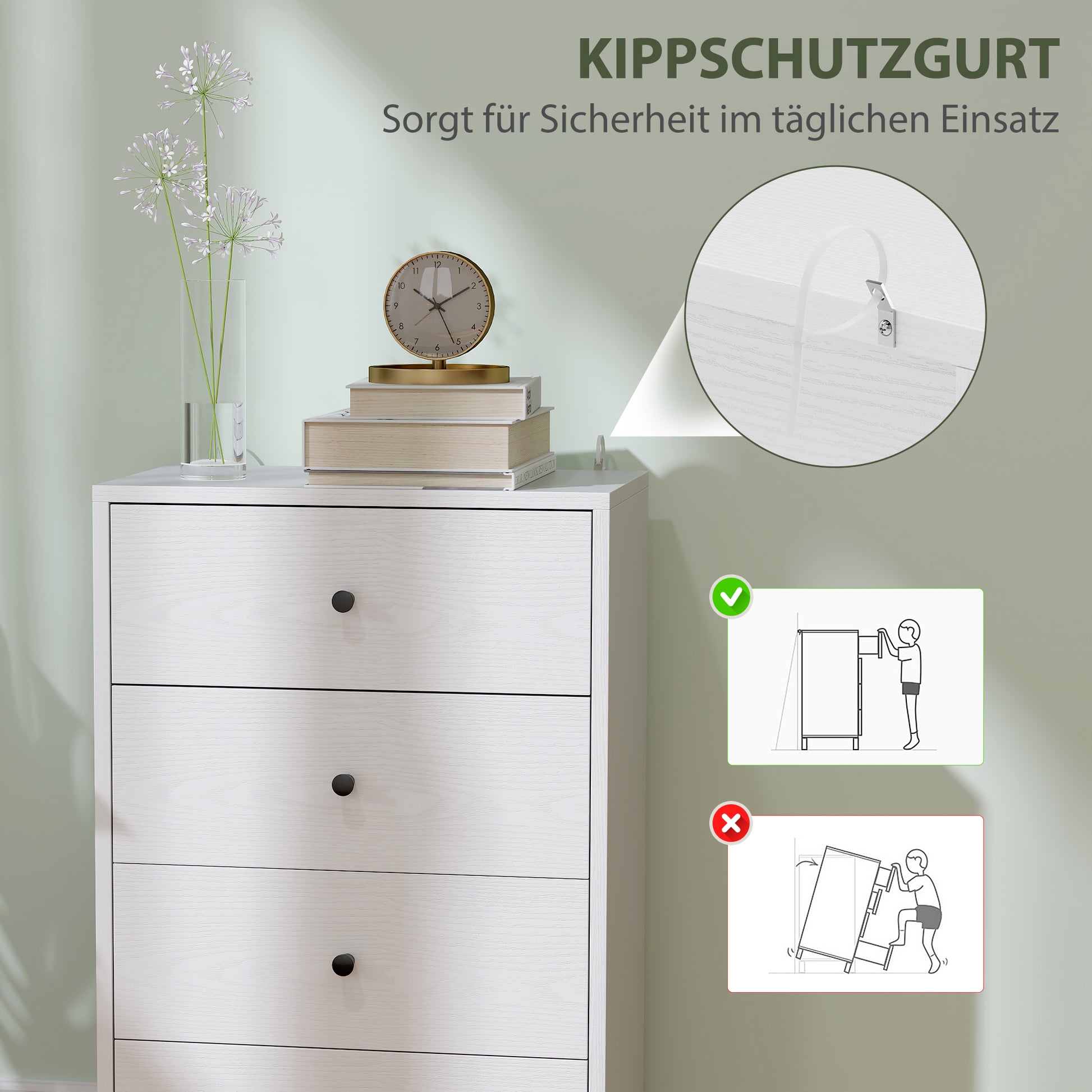 Kommode mit 7 Schubladen Schrank aus Holzwerkstoff im Modern Stil 47 x 29 x 75 cm Weiß
