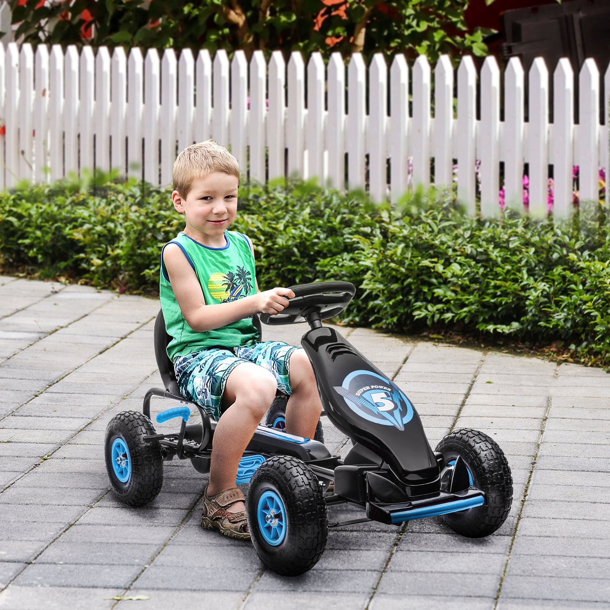 Kinder-Gokart, mit Pedalen, verstellbarem Sitz, In- und Outdoor, ab 5 Jahren, 121 x 58 x 61 cm