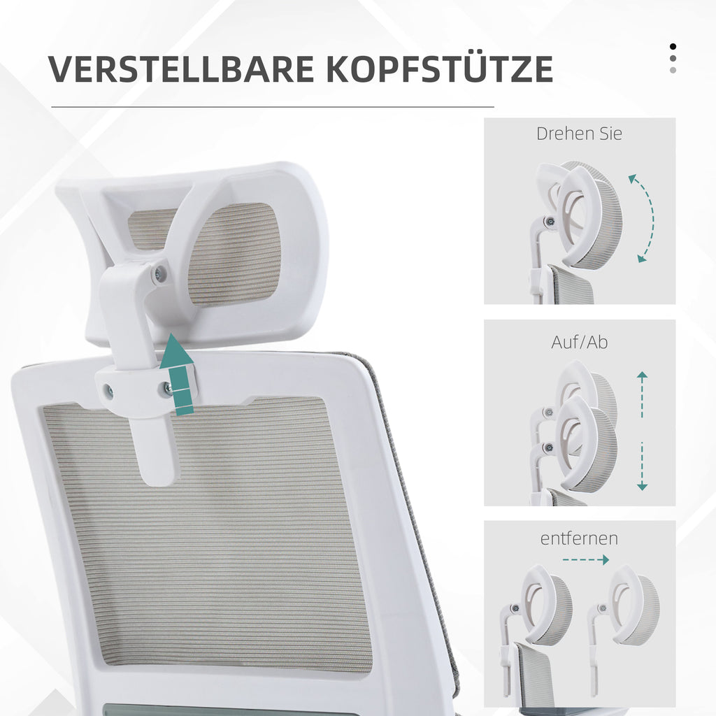 Bürostuhl Schreibtischstuhl Office-Stuhl, höhenverstellbar, 1 Kopfstütze, 58 x 61 x 119 cm