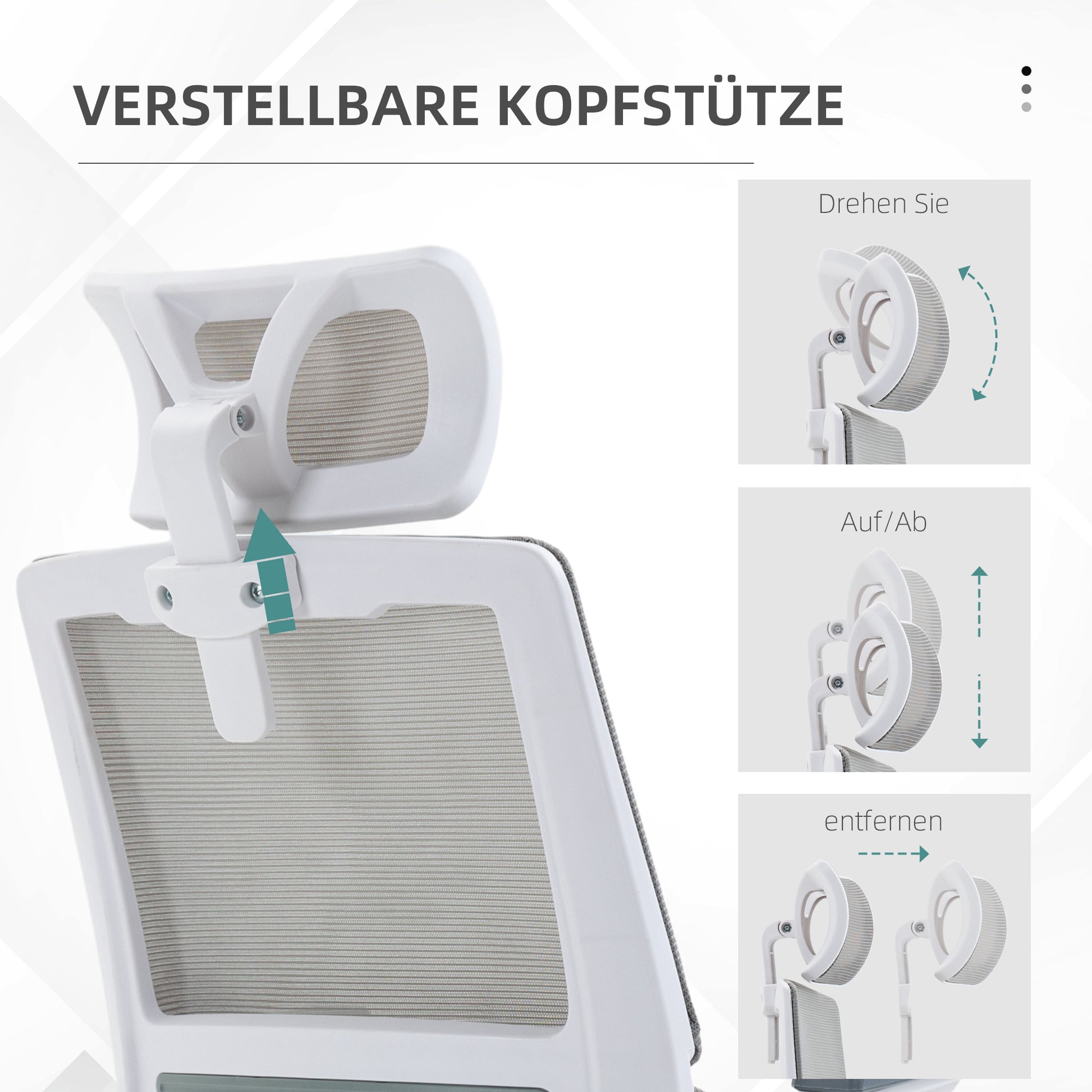 Bürostuhl Schreibtischstuhl Office-Stuhl, höhenverstellbar, 1 Kopfstütze, 58 x 61 x 119 cm