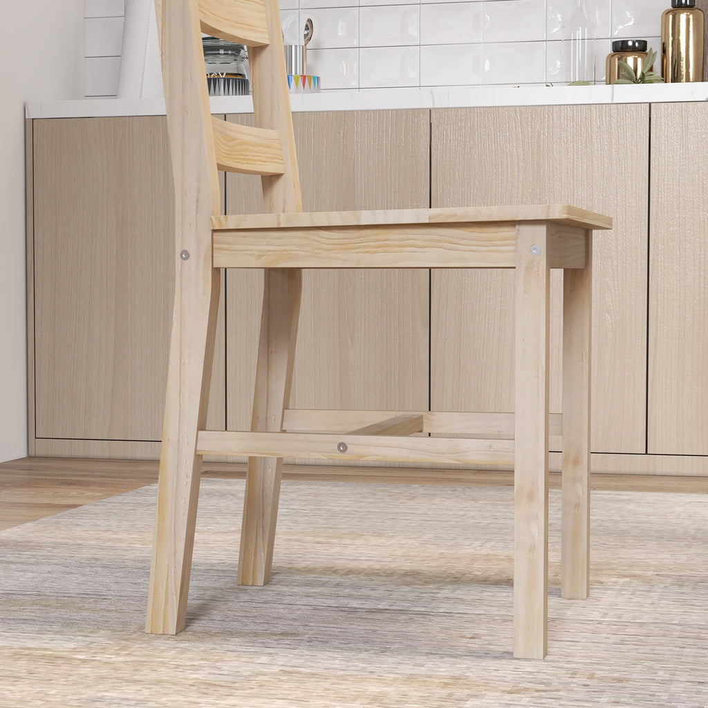 5-teilige Essgruppe Esstisch mit Stühlen Sitzgruppe, Massivholz, 118 cm x 73 cm x 75 cm