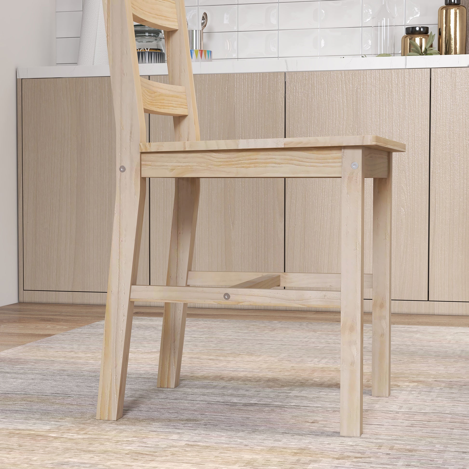 5-teilige Essgruppe Esstisch mit Stühlen Sitzgruppe, Massivholz, 118 cm x 73 cm x 75 cm