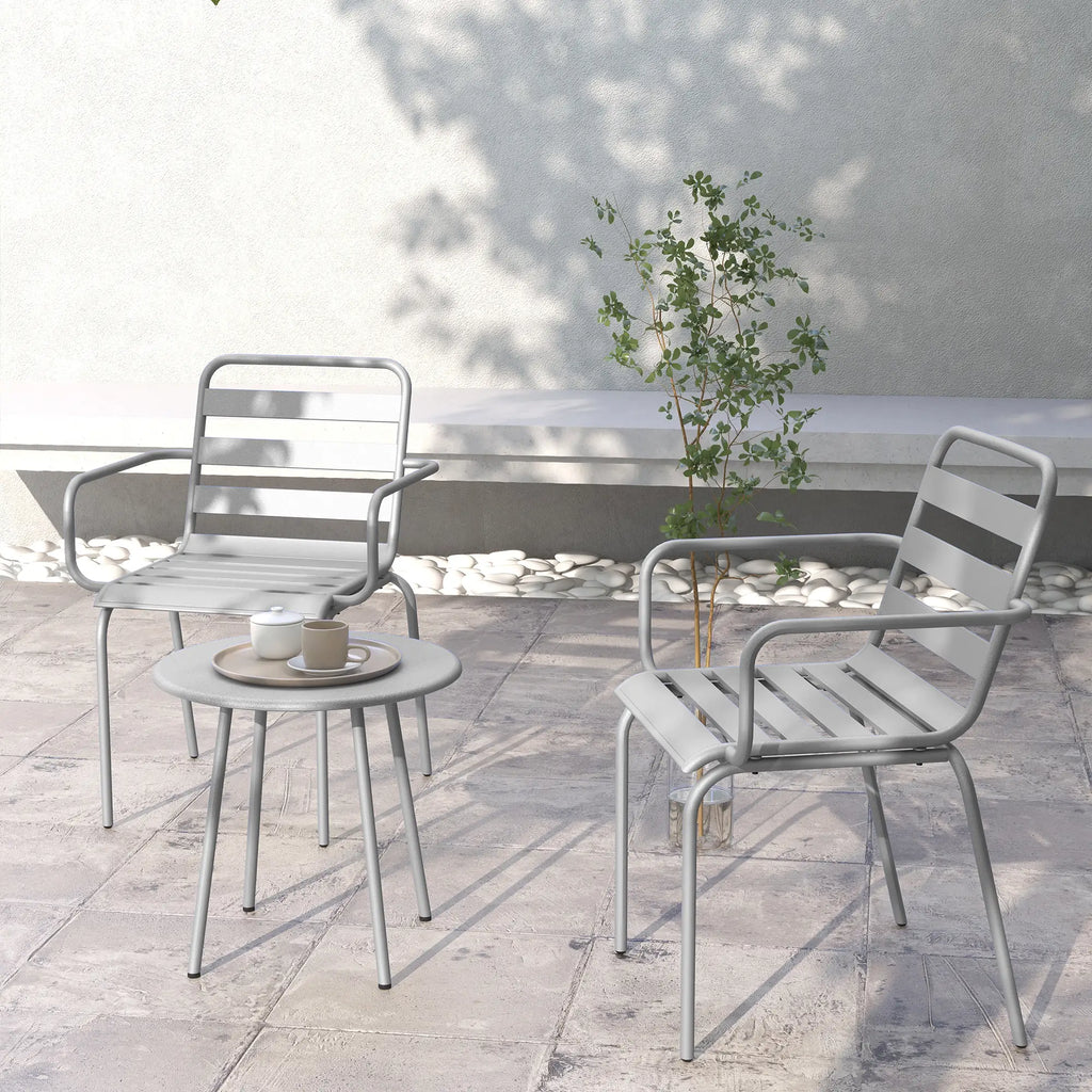 3-teiliges Bistro-Set Balkonbistro-Set 2er-Bistroset, klappbar, modernes Desing, Hellgrau