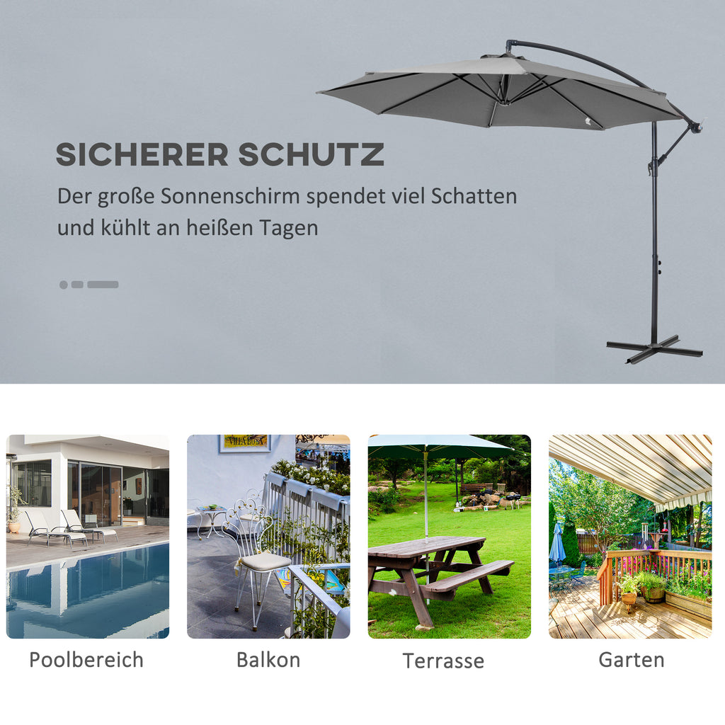 Sonnenschirm mit Kurbel Wetterbeständig 3 m x 3 m x 2,5 m Stahl Polyester - Konfigurierbare Farben!!!