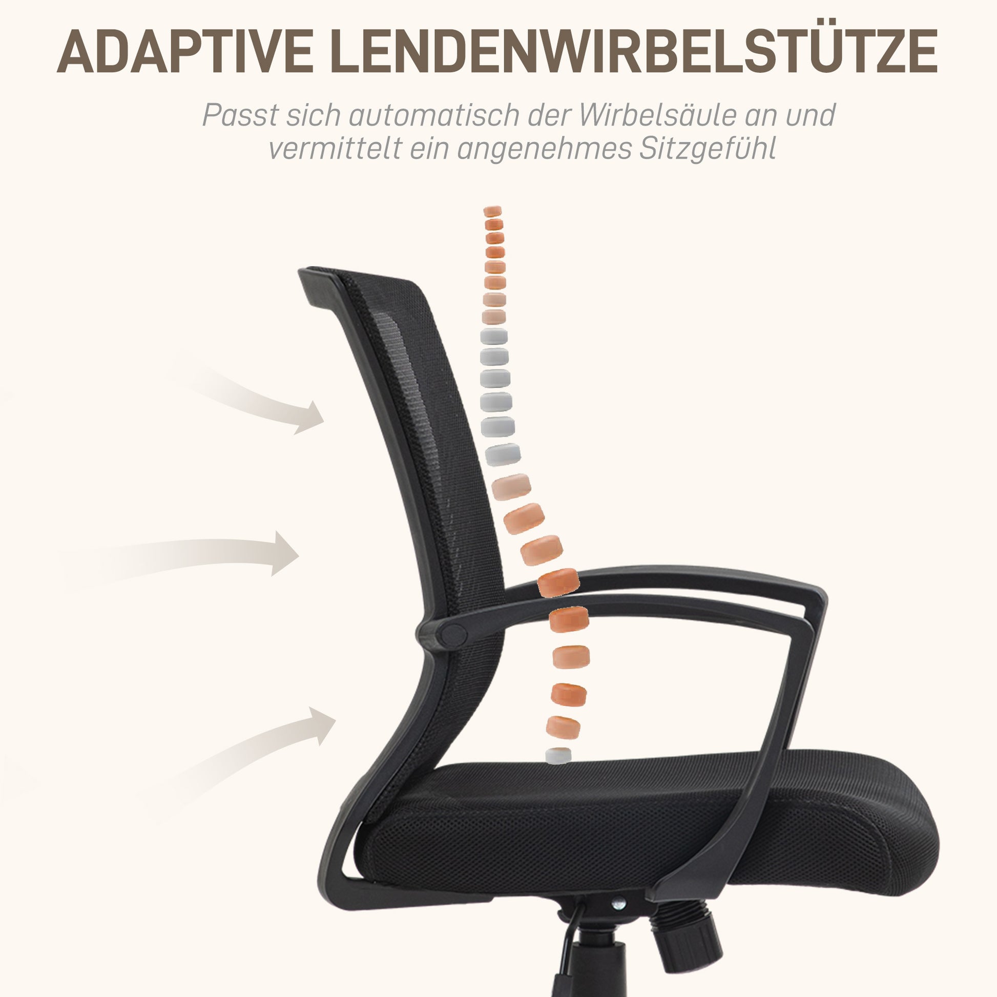 Bürostuhl mit Mesh-Rückenlehne, höhenverstellbar, bis 120 kg, Schwarz