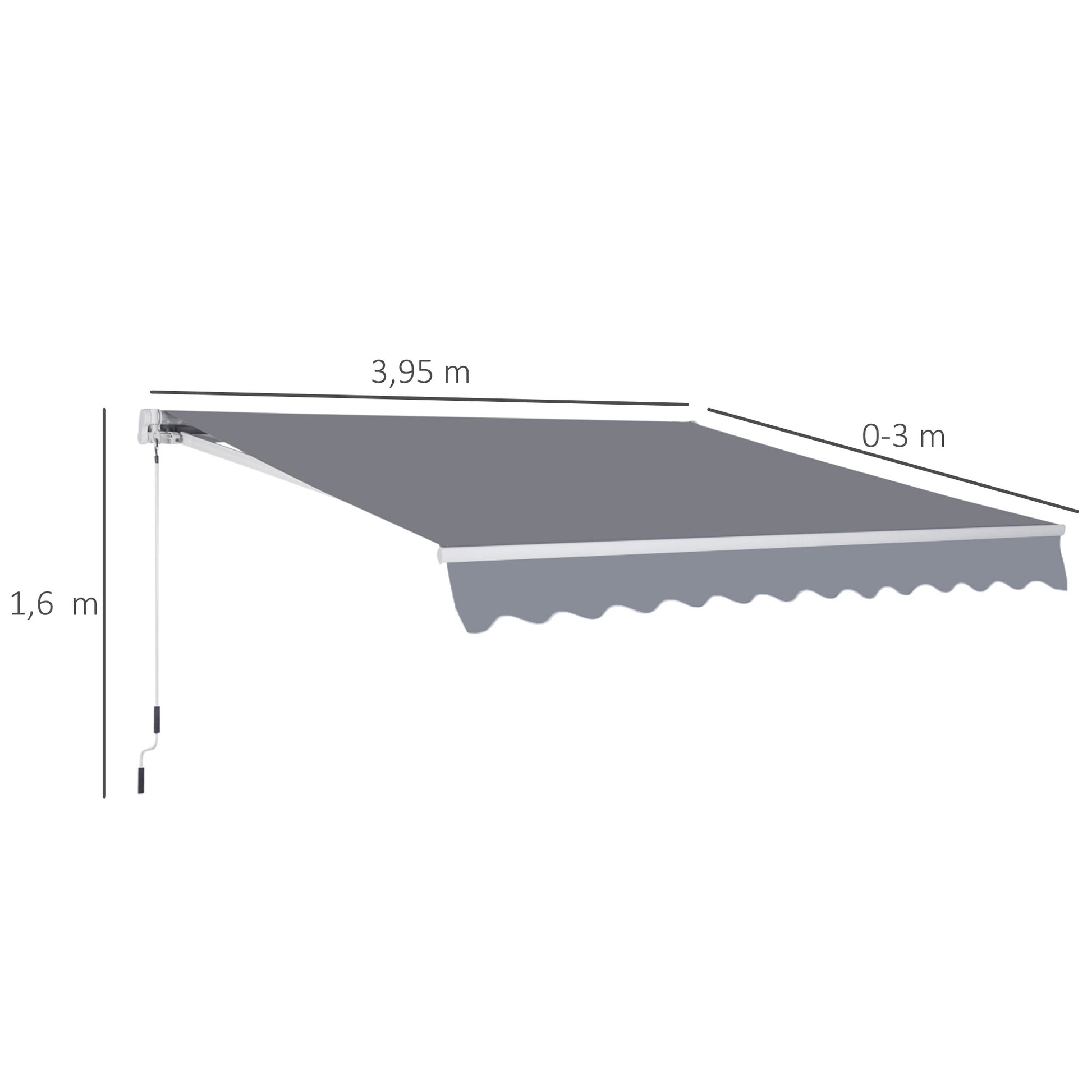 Gelenkarmmarkise Verstellbare Klemmmarkise Terrassenmarkise mit Kurbel 3,95 x 3m