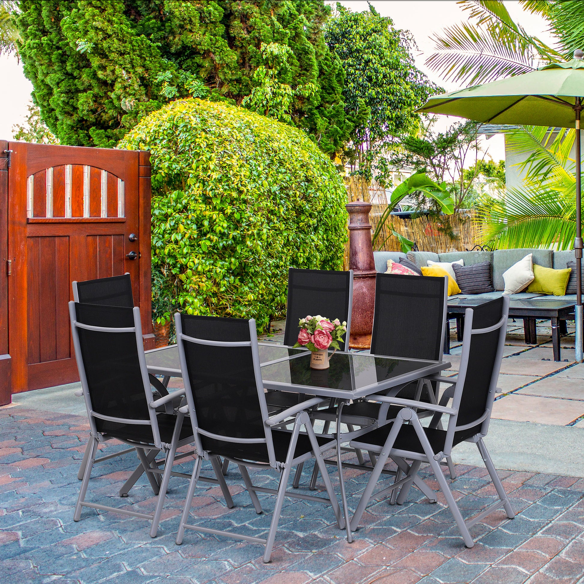 Sitzgarnitur für 6 Personen Sitzgruppe Gartengarnitur Gartenset Gartenmöbel Alu
